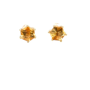 Natural Honey Citrine Earrings 14K Solid Gold 6.22tcw Solitaire Earrings Stud Earrings Gemstone Earrings Birthstone Earrings Fine Earrings