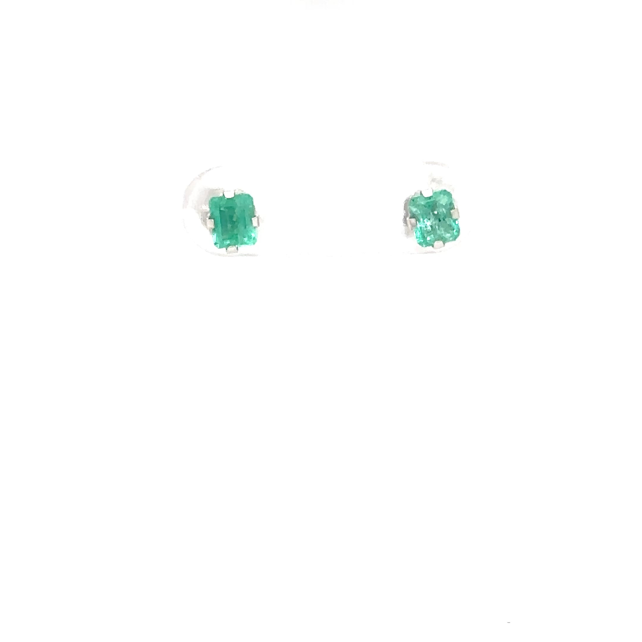 Natural Colombian Emerald Earrings 14K White Gold .64tcw Stud Earrings May Birthstone Earrings Statement Earrings Green Gemstone Earrings