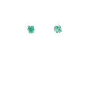 Natural Colombian Emerald Earrings 14K White Gold .64tcw Stud Earrings May Birthstone Earrings Statement Earrings Green Gemstone Earrings