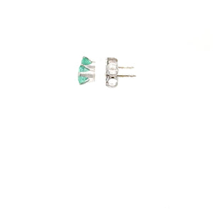 Natural Colombian Emerald Earrings 14K White Gold .64tcw Stud Earrings May Birthstone Earrings Statement Earrings Green Gemstone Earrings