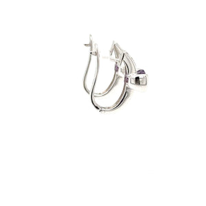 Natural Amethyst & Diamond Earrings 18K Solid White Gold 2.08tcw Hoop Earrings Cocktail Earrings Statement Earrings Womens Earrings Huggies