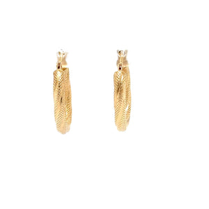 14K Solid Gold Hoop Earrings Gold Earrings Gold Hoops Vintage Earrings Estate Earrings Estate Jewelry Vintage Jewellery Textured Gold