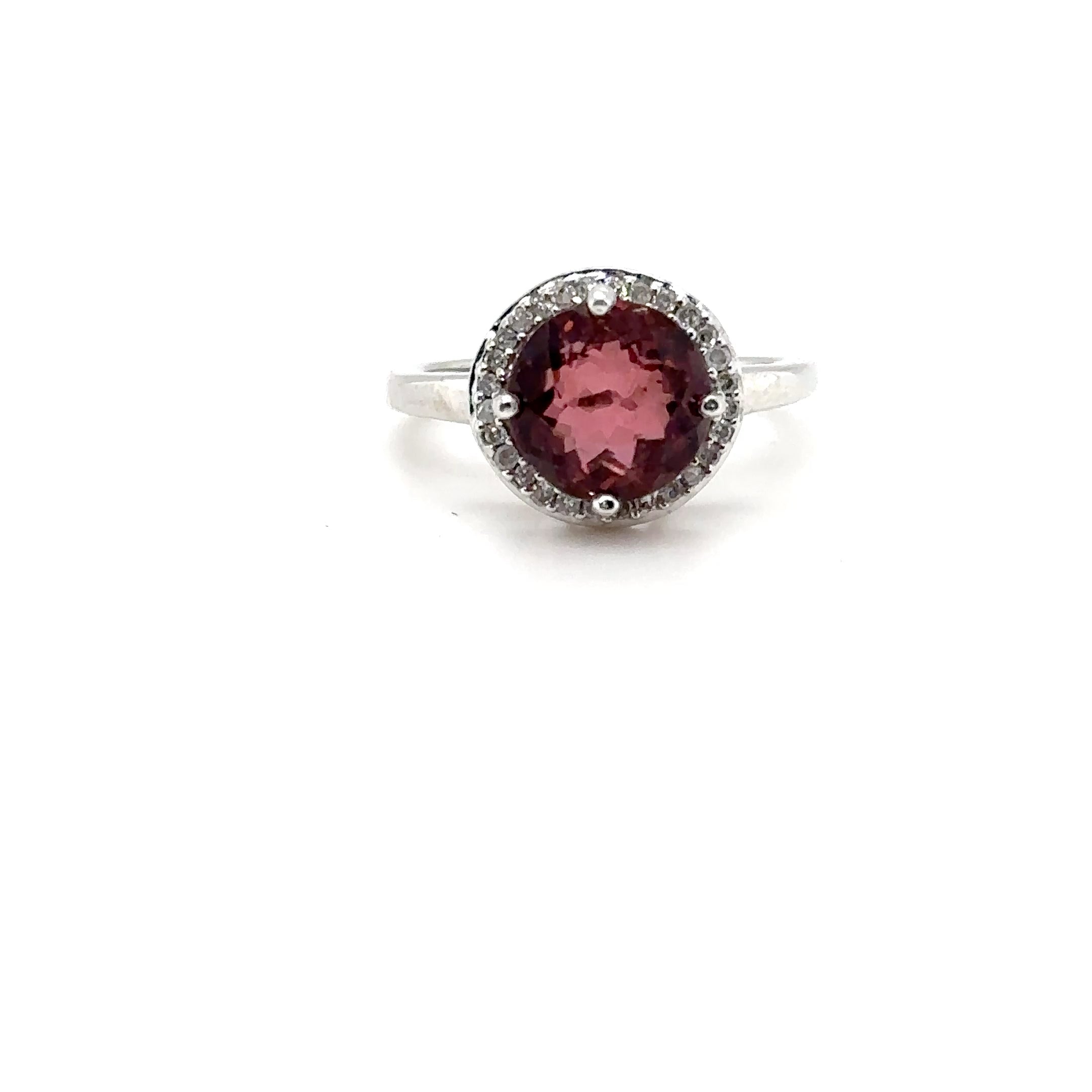 Natural Rubellite & Diamond Ring 10K Solid White Gold 2.94tcw Engagement Ring Gemstone Ring Statement Ring Pink Tourmaline Birthstone Ring