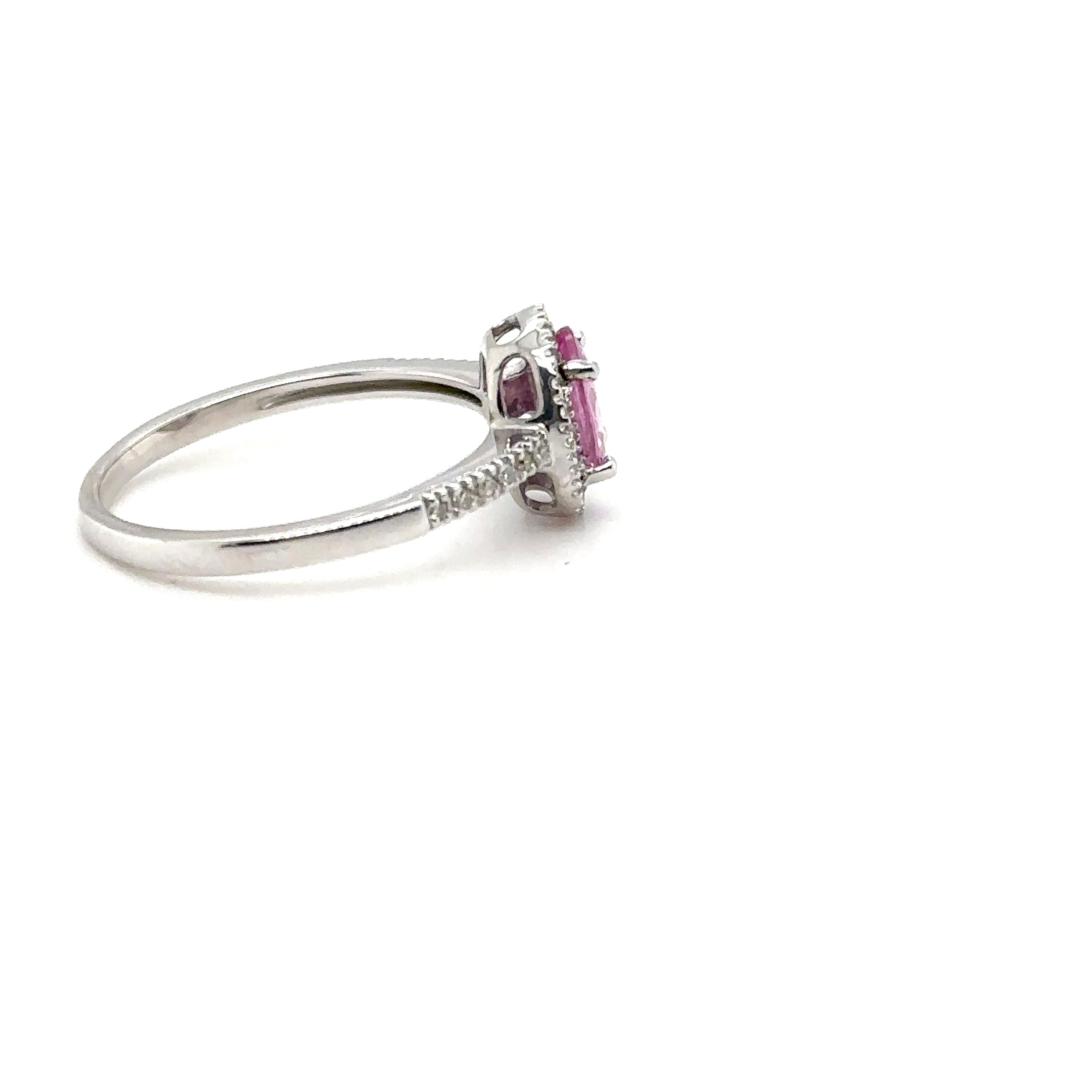 Natural Padparadscha Sapphire & Diamond Ring 14K White Gold 1.04tcw Pink Gemstone Ring Engagement Ring Birthstone Ring Statement Ring