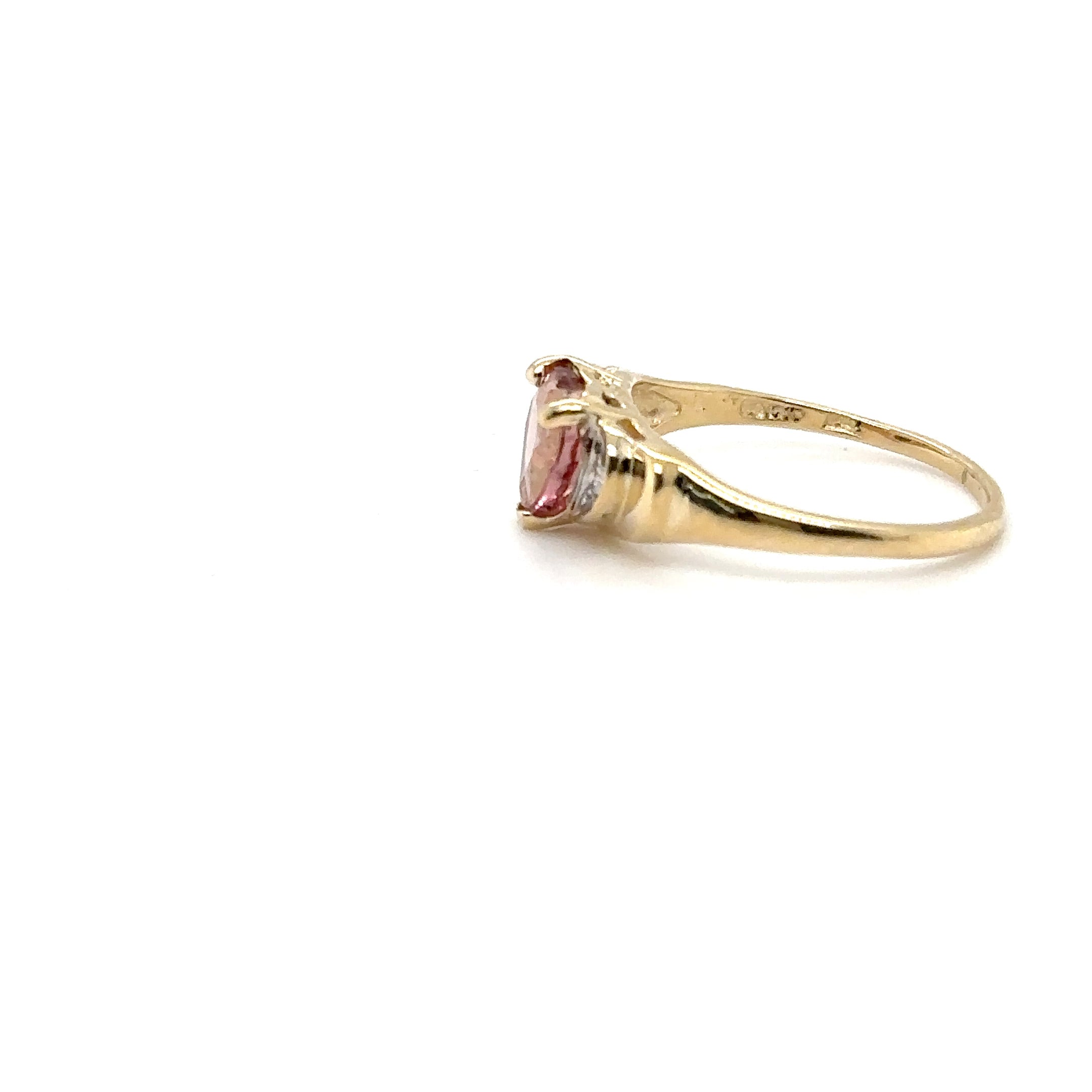 Natural Padparadscha Sapphire & Diamond Ring 14K Gold .88tcw Heart Gemstone Pink Ring September Birthstone Promise Ring Anniversary Ring
