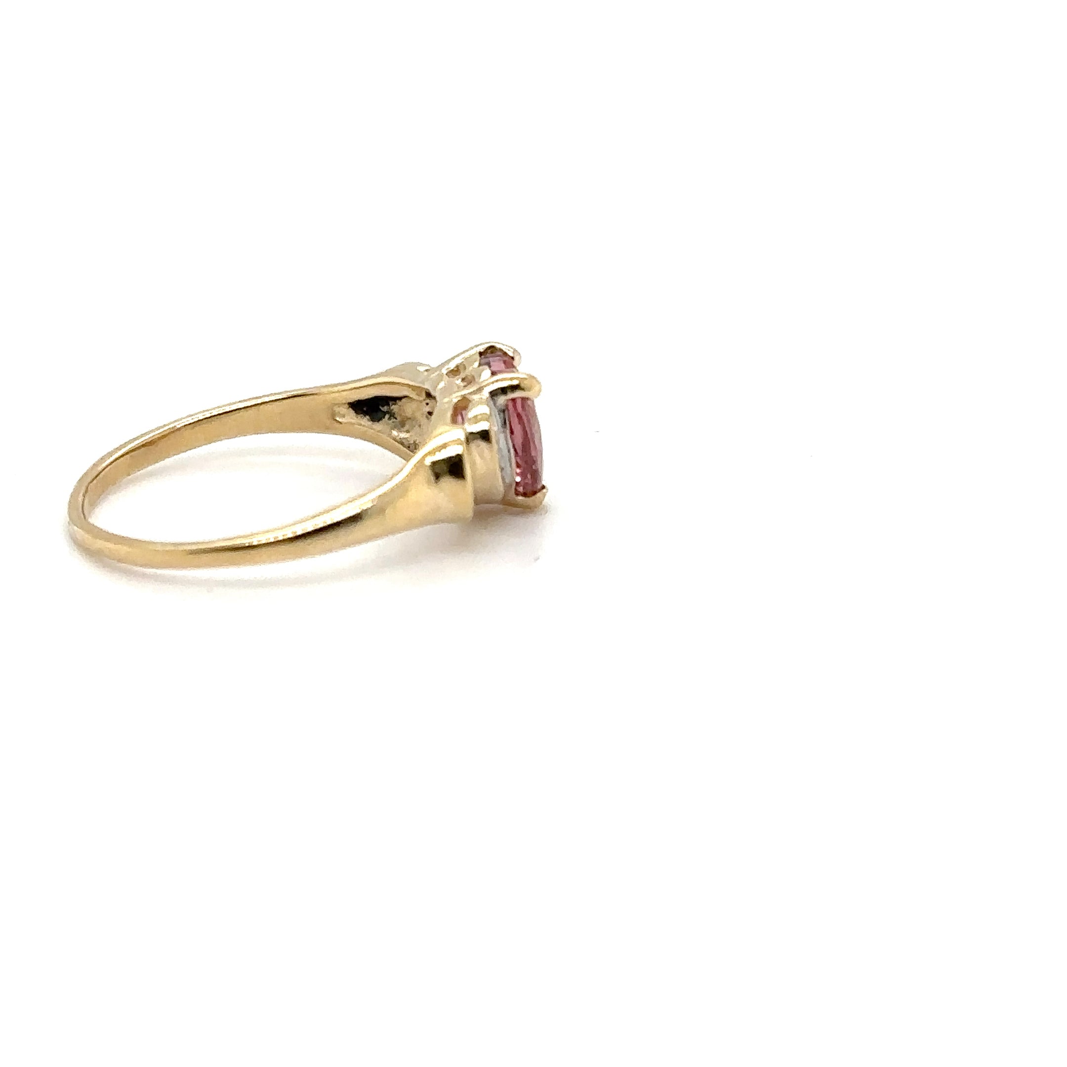 Natural Padparadscha Sapphire & Diamond Ring 14K Gold .88tcw Heart Gemstone Pink Ring September Birthstone Promise Ring Anniversary Ring