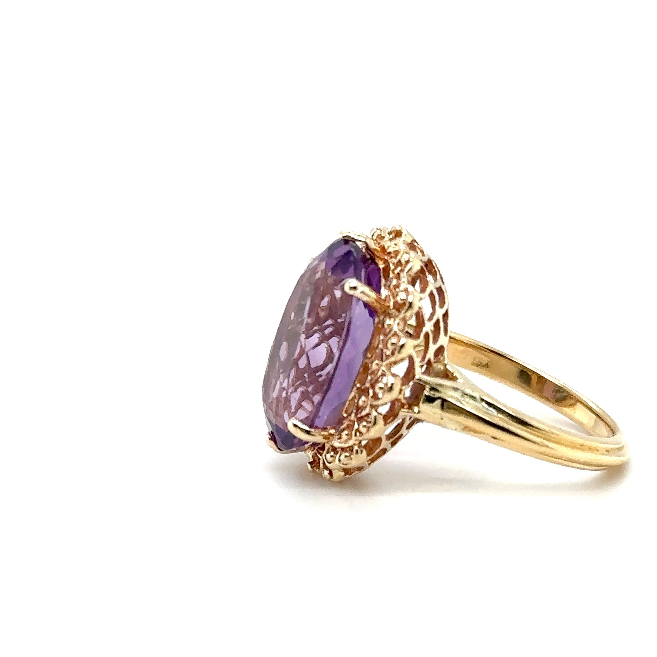 Natural Amethyst Ring 18K Solid Gold Ring 9.28ct Gemstone Ring Estate Statement Ring Cocktail Ring Purple Gemstone February Birthstone Ring