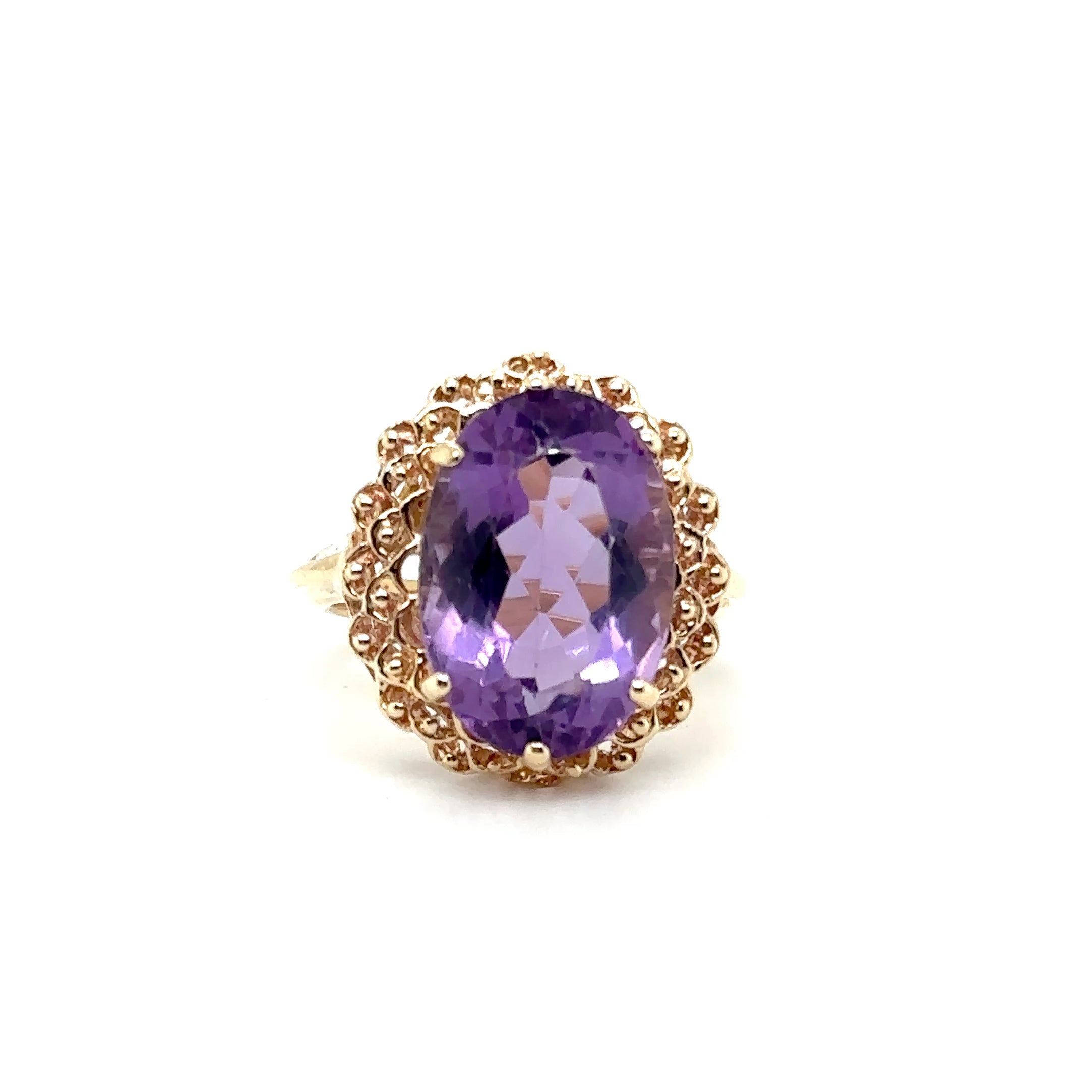 Natural Amethyst Ring 18K Solid Gold Ring 9.28ct Gemstone Ring Estate Statement Ring Cocktail Ring Purple Gemstone February Birthstone Ring