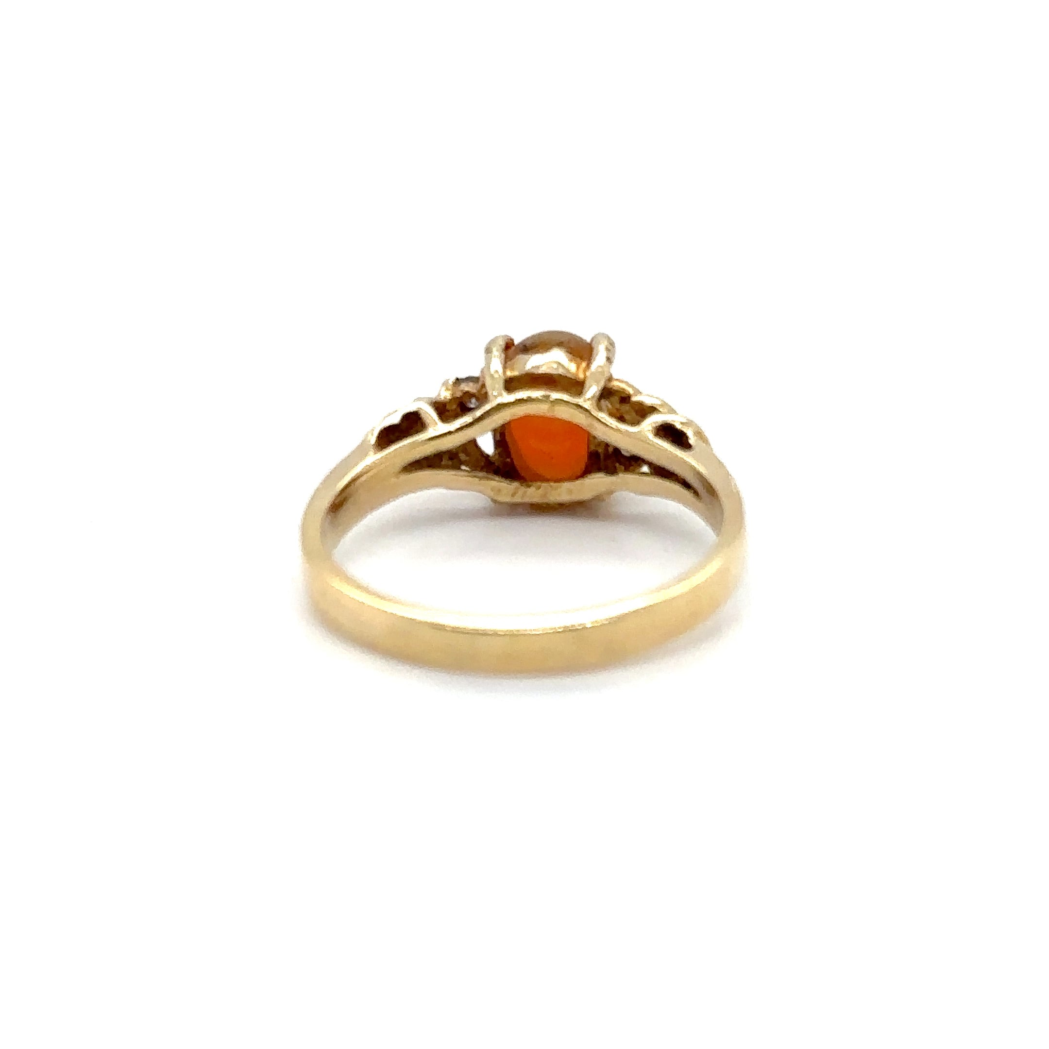 Natural Ethiopian Welo Fire Opal & Diamond Ring 14kt Solid Gold 1.13tcw October Birthstone Ring