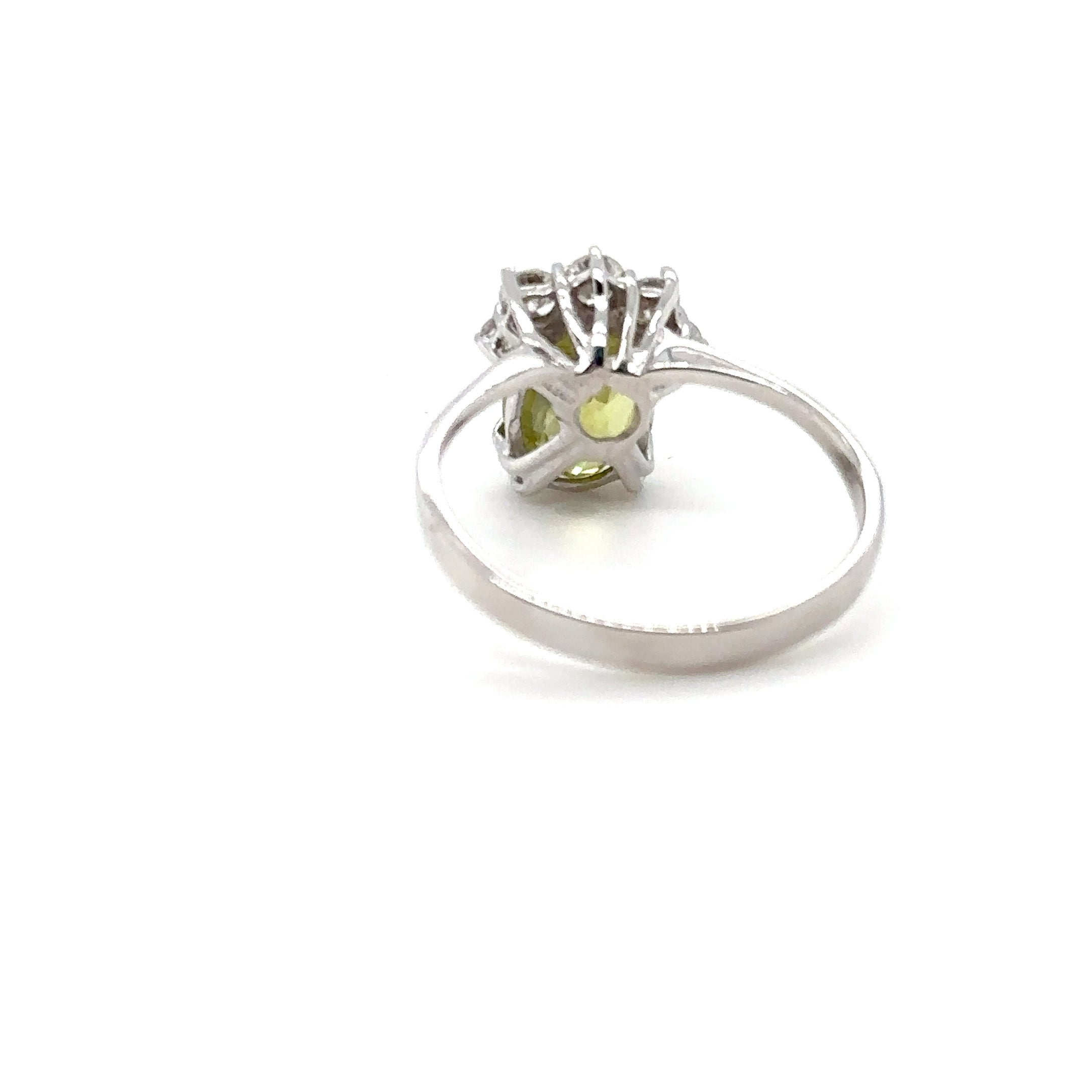 Natural Sphene & Diamond Ring 14K White Gold 2.52tcw Titanite Gemstone Yellow Green Ring Womens Ring Statement Ring Vintage Estate Ring