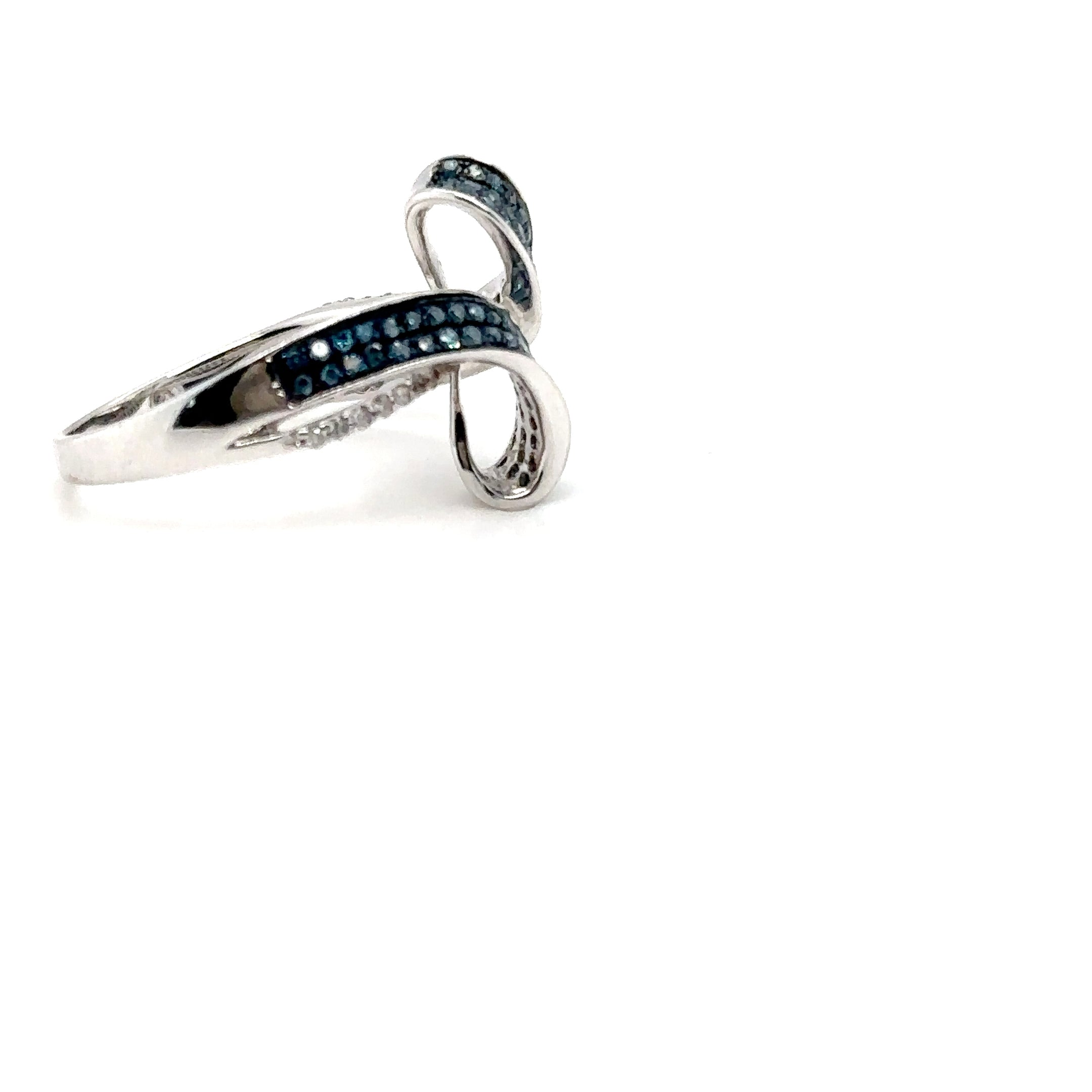 Fancy Blue Diamond Ring 10K White Gold .61tcw Gemstone Ring Cluster Ring Multistone Ring Blue Ring April Birthstone Statement Ring