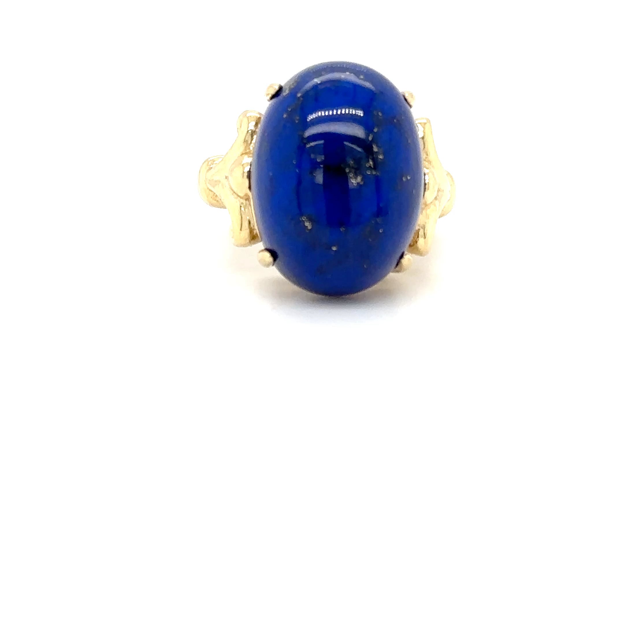 Natural Lapis Lazuli Ring 14K Solid Gold Solitaire Ring Gemstone Ring Blue Ring Cocktail Ring Ladies Ring Vintage Estate Jewelry