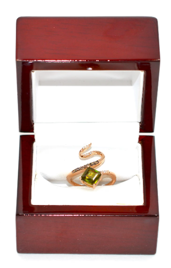 LeVian Natural Sphene & Diamond Ring 14K Solid Rose Gold 1.72tcw Titanite Ring Sphene Ring Snake Ring Designer Ring LeVian Bridal Statement