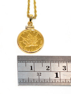 1982 .999 Canadian Gold Maple Leaf 5 Dollar Coin Pendant Necklace 14K Solid Gold Canadian Mint Necklace Bullion Coin Maple Coin Necklace
