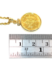 1982 .999 Canadian Gold Maple Leaf 5 Dollar Coin Pendant Necklace 14K Solid Gold Canadian Mint Necklace Bullion Coin Maple Coin Necklace