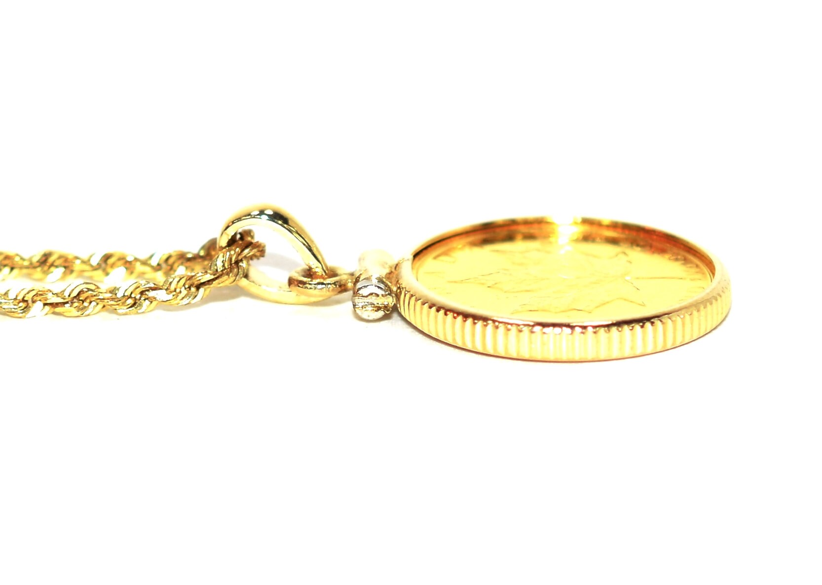 1982 .999 Canadian Gold Maple Leaf 5 Dollar Coin Pendant Necklace 14K Solid Gold Canadian Mint Necklace Bullion Coin Maple Coin Necklace