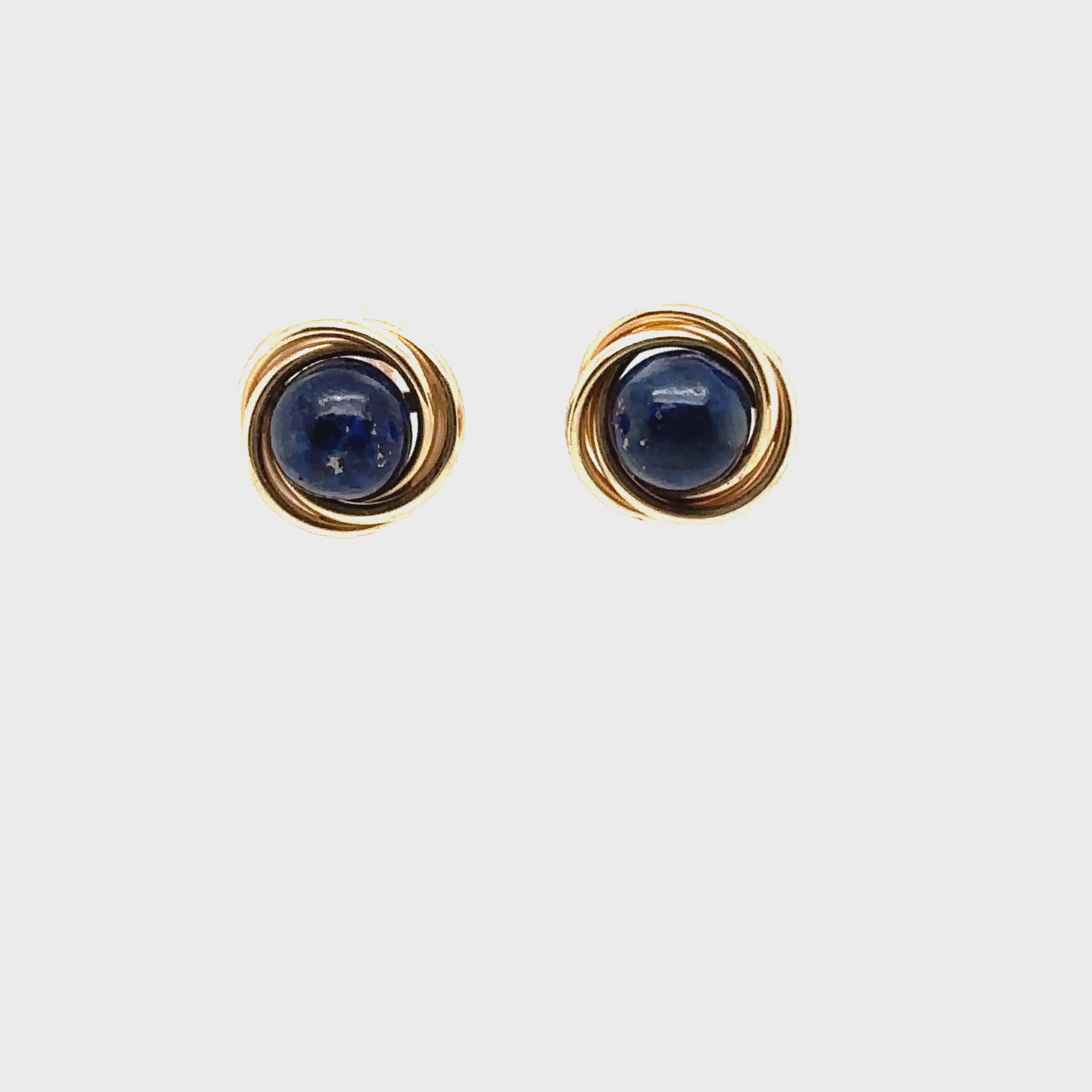 Natural Lapis Lazuli Earrings 14K Solid Gold Earrings Statement Earrings Vintage Earrings Stud Earrings Fine Estate Jewellery