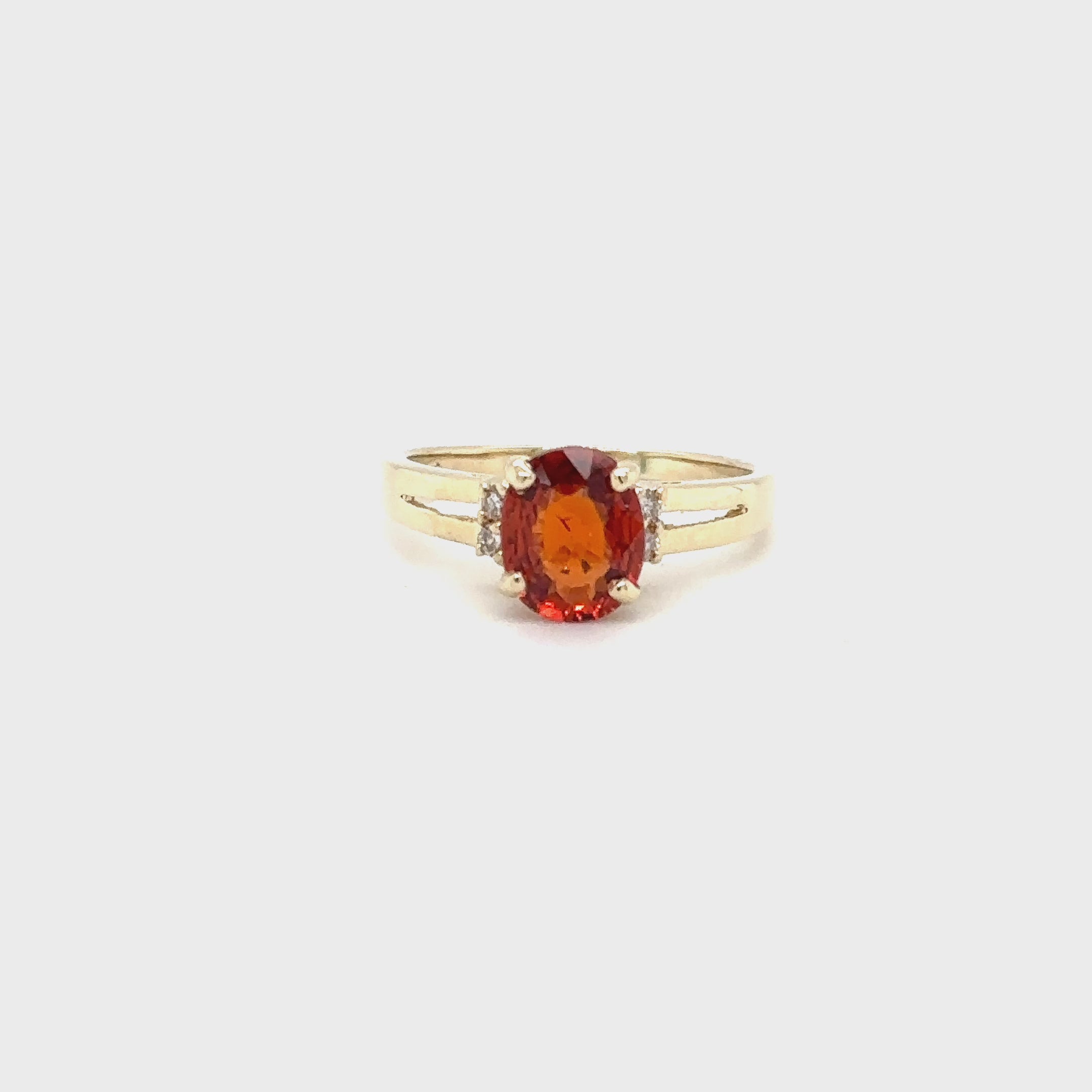 Natural Spessartine Mandarin Garnet & Diamond Ring 14K Solid Gold 1.96tcw Fanta Garnet Ring Orange Ring January Birthstone Ring Women's Ring