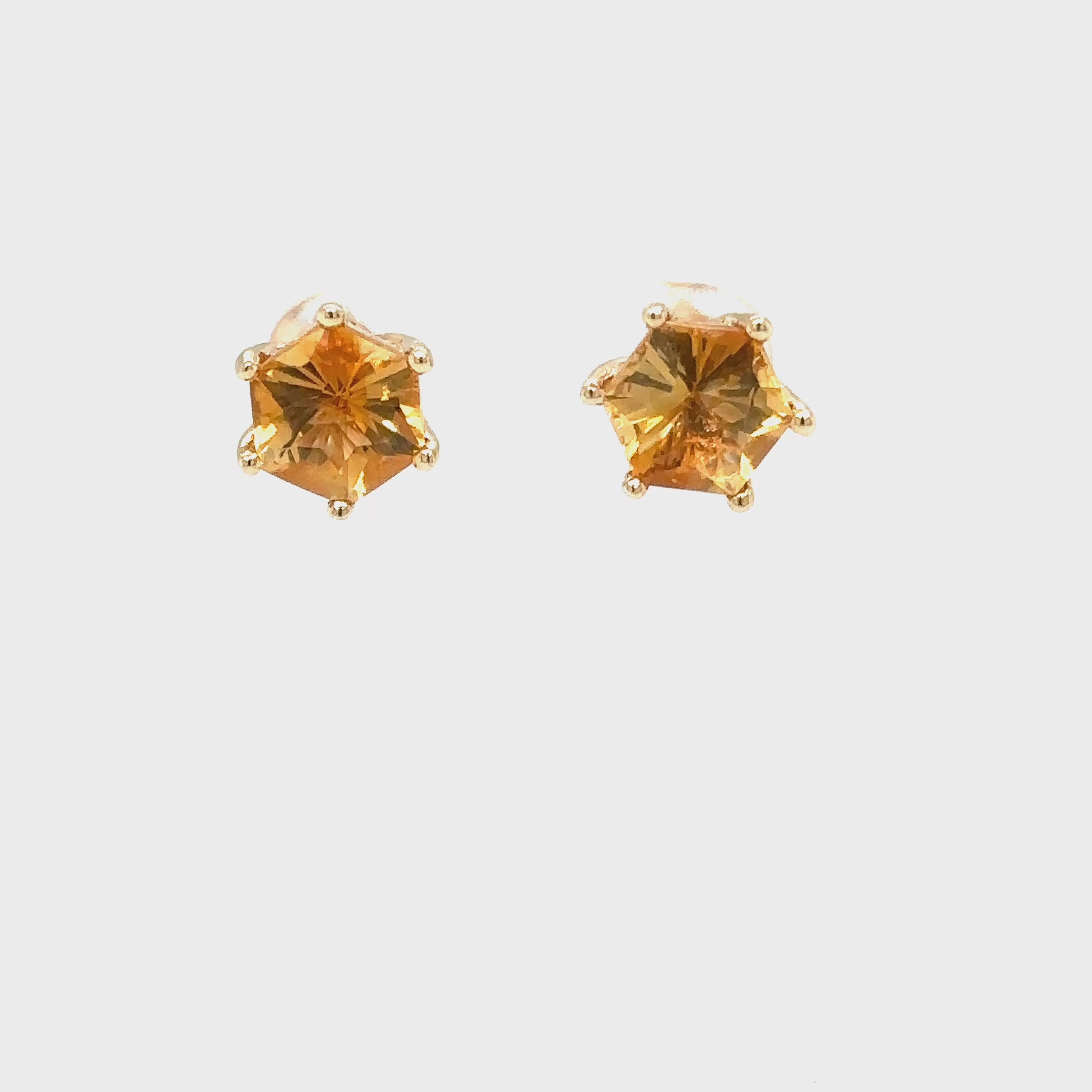 Natural Honey Citrine Earrings 14K Solid Gold 6.22tcw Solitaire Earrings Stud Earrings Gemstone Earrings Birthstone Earrings Fine Earrings