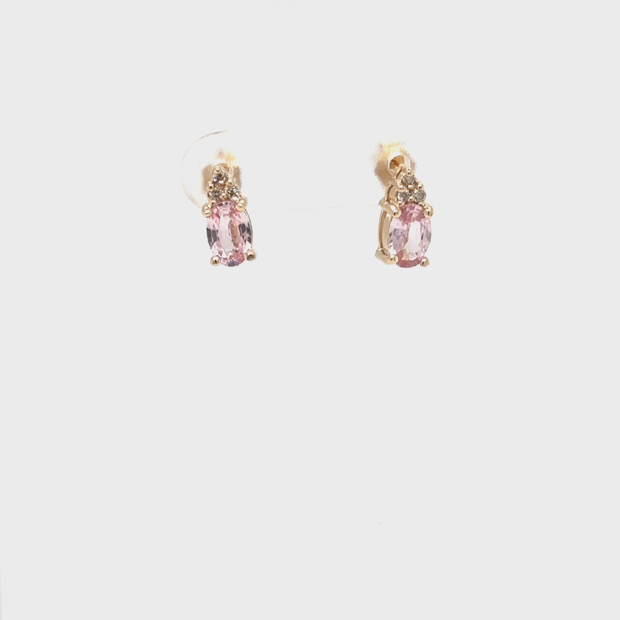 Natural Padparadscha Sapphire & Diamond Earrings 14K Gold 1.02tcw Stud Earrings Pink Sapphire Earrings September Birthstone Earrings Ceylon