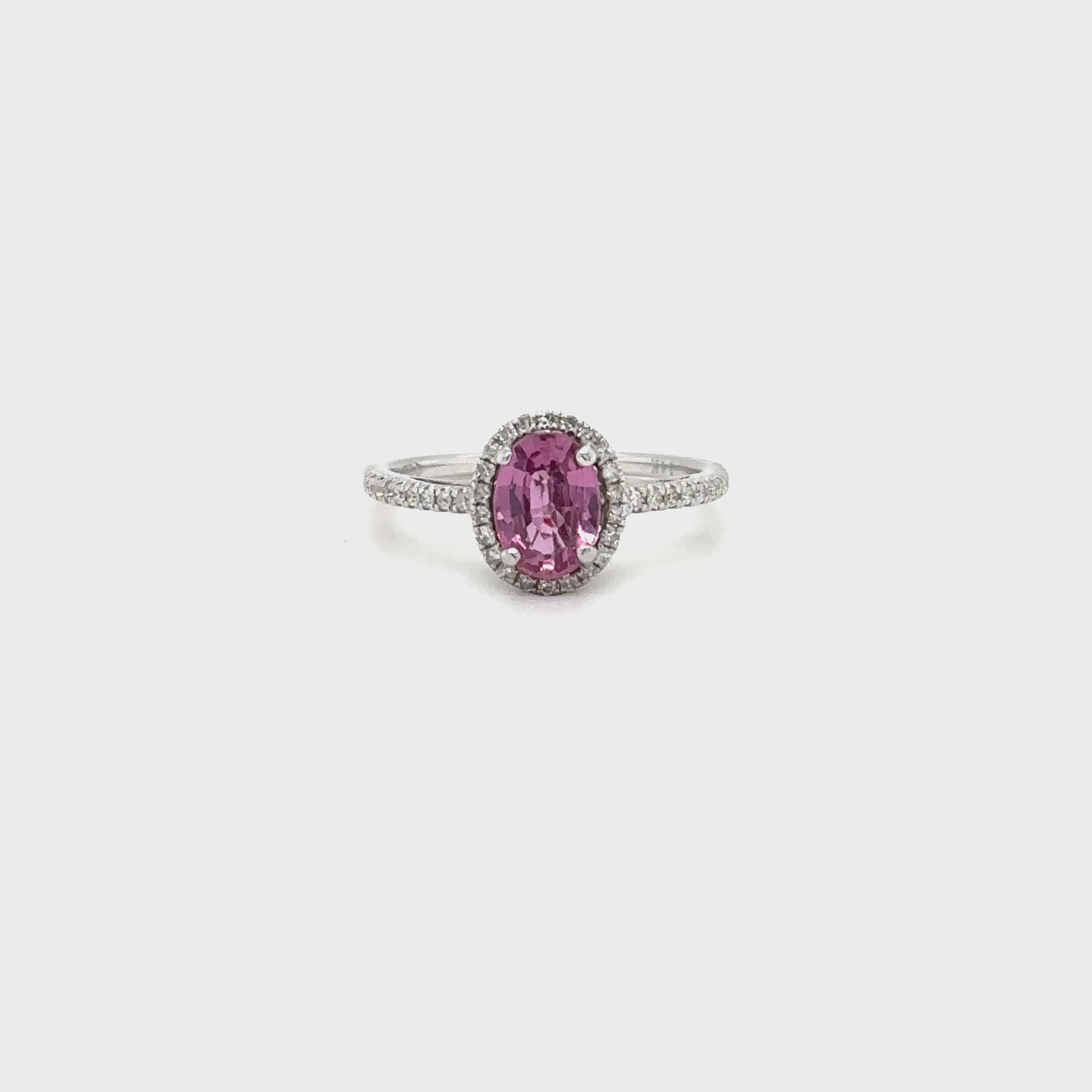Natural Padparadscha Sapphire & Diamond Ring 14K White Gold 1.40tcw Engagement Wedding Bridal Jewelry Pave Ring Bridal Promise Ring Pink Gem