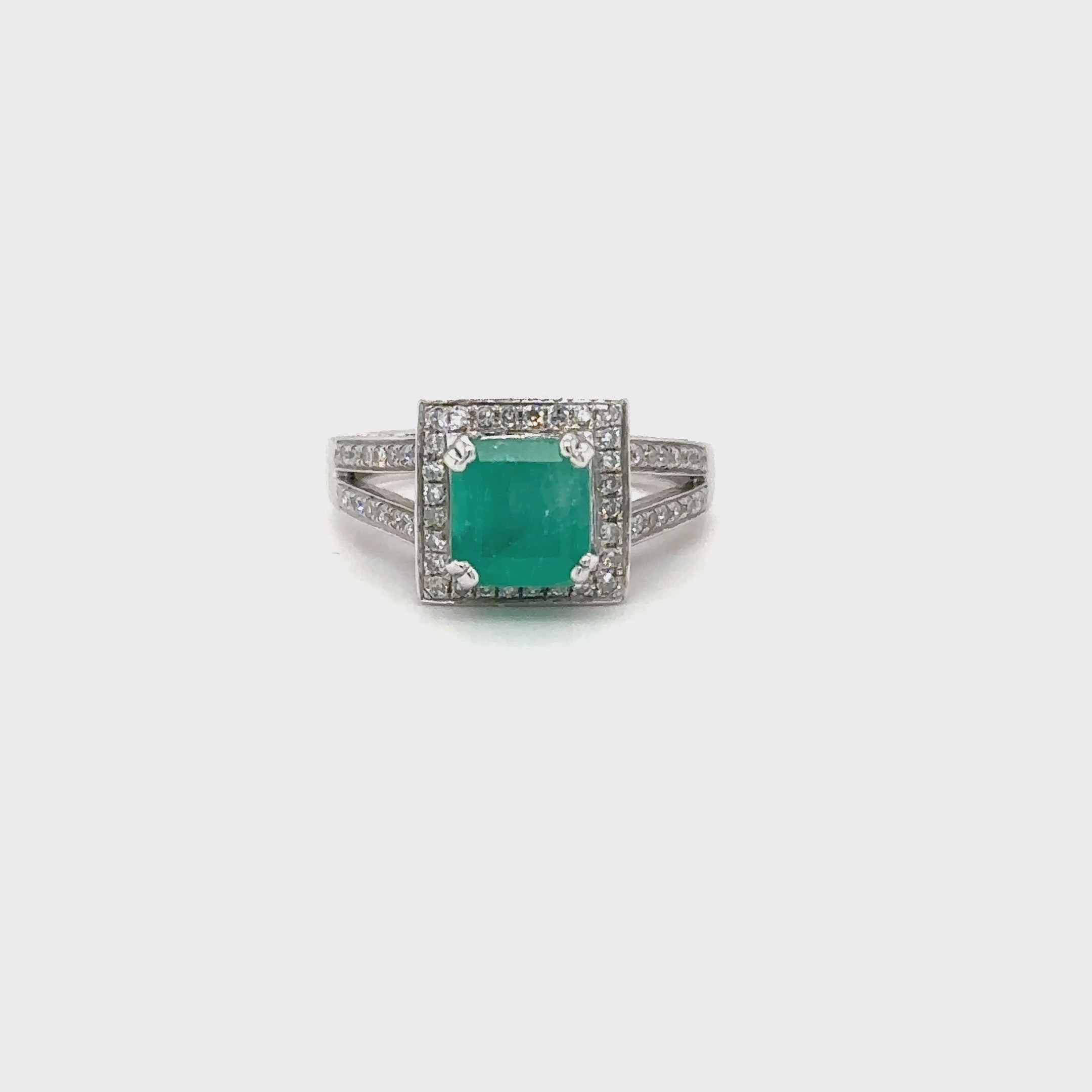 Natural Colombian Emerald & Diamond Ring 14K White Gold 2.37tcw Engagement Ring Statement Ring Wedding Ring May Birthstone Bridal Jewelry