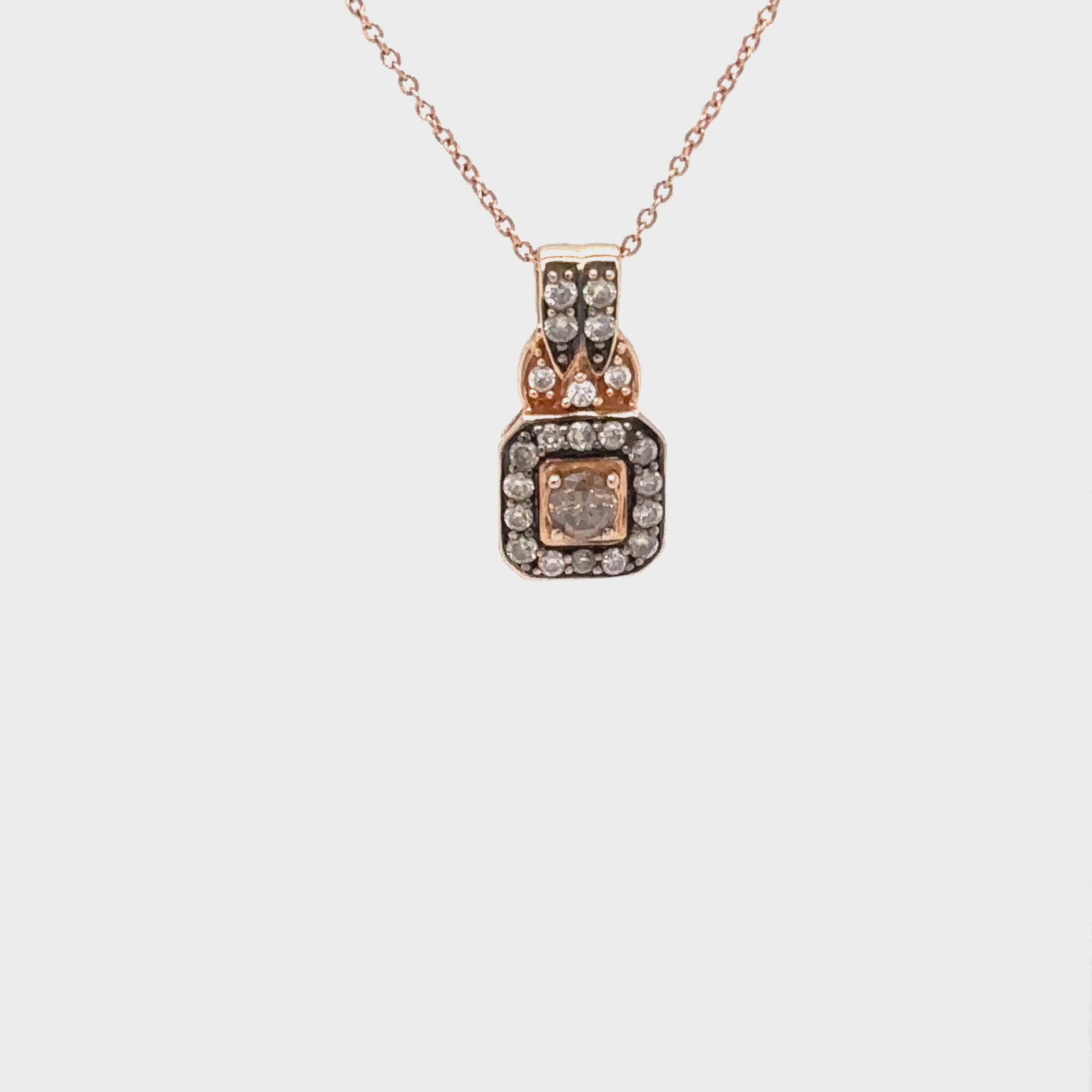 LeVian Natural Chocolate Diamond Necklace 14K Rose Gold .55tcw Designer Pendant Estate Jewelry Gemstone Necklace Birthstone