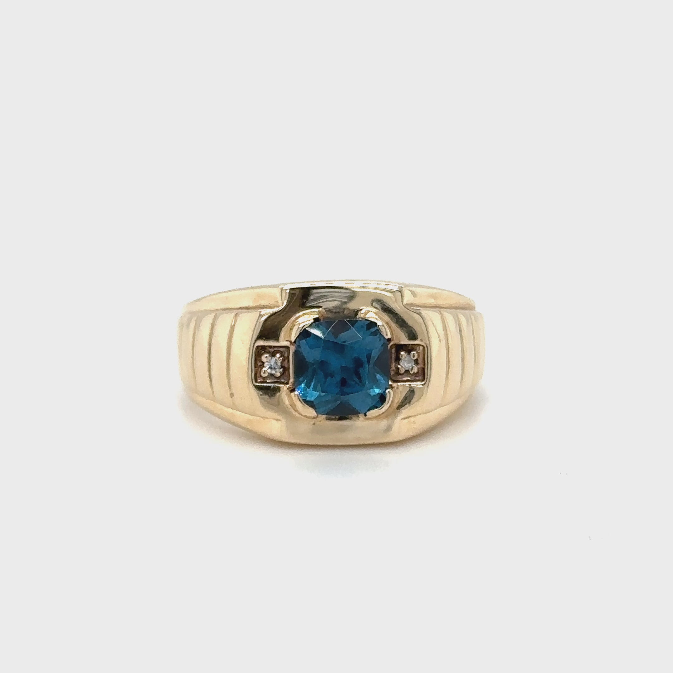 Blue Topaz Men's Rings in 14K Gold | JewelsForMe