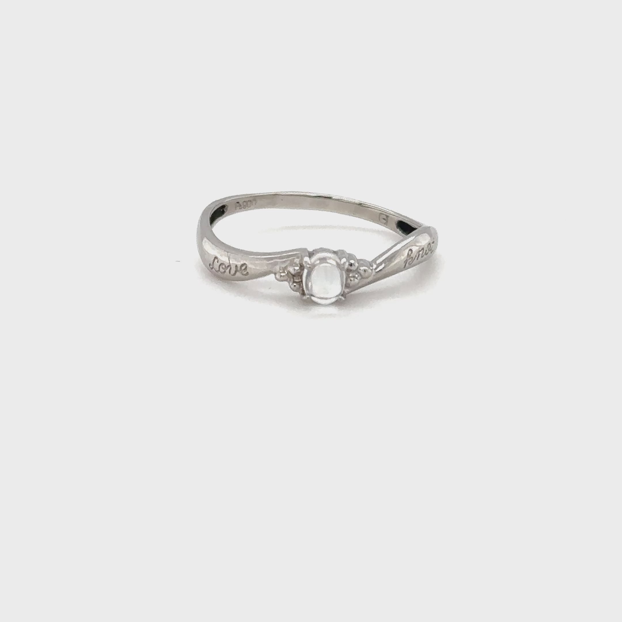 Natural Moonstone Ring Solid Platinum Solitaire Ring Promise Ring Bridal Jewelry Love Ring Engagement Ring Statement Ring Gemstone Ring
