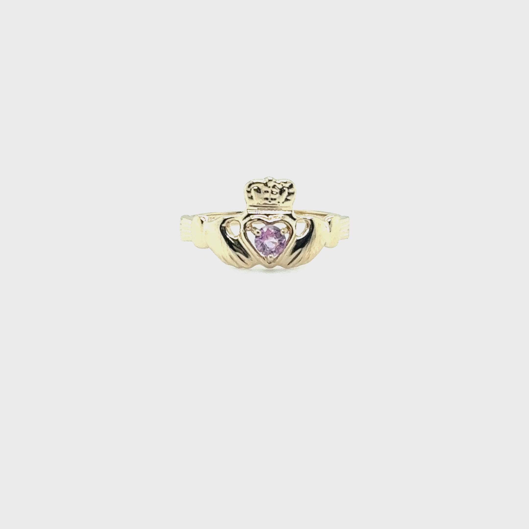 Irish Claddagh Ring Natural Padparadscha Sapphire Ring 10K Solid Gold .21ct Gemstone Ring Heart Ring Engagement Ring Promise Ring Jewellery
