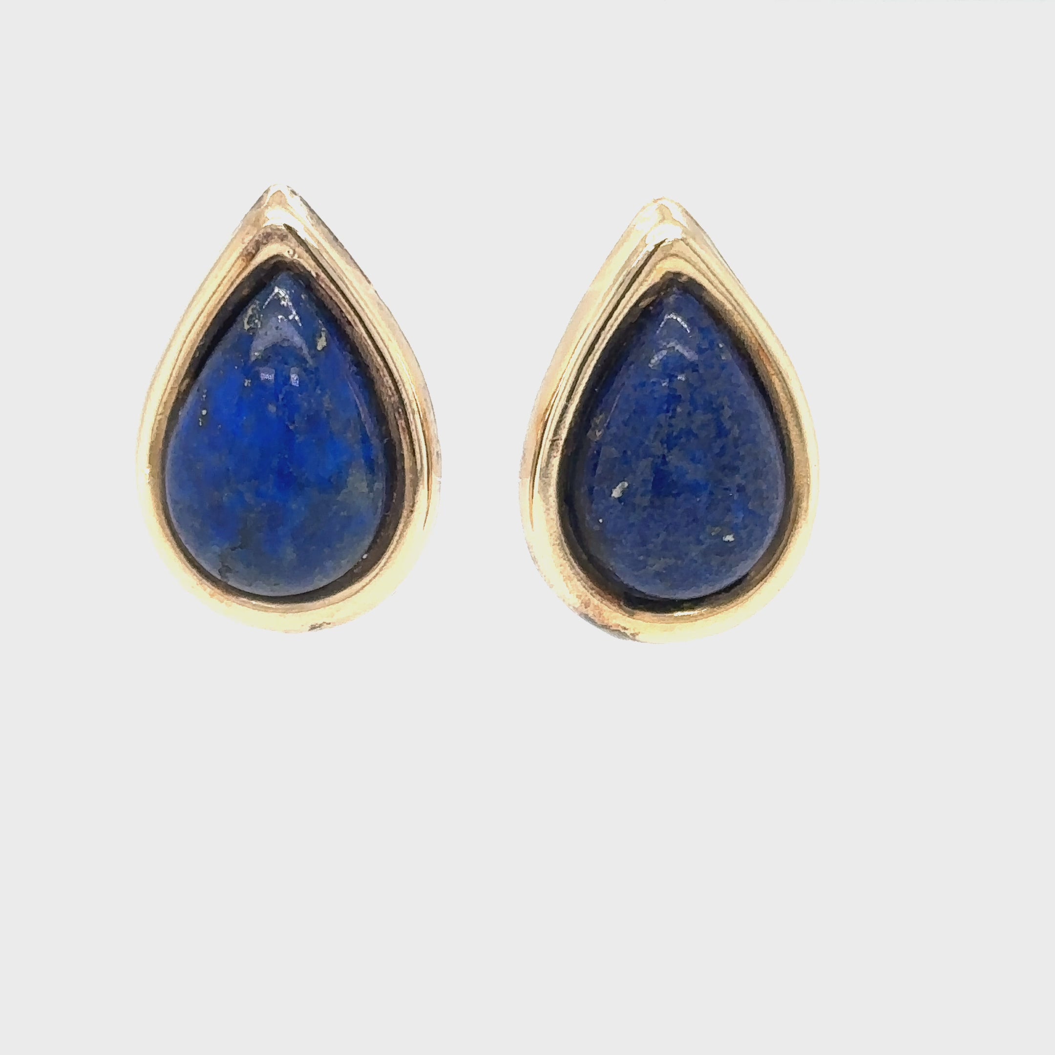 Natural Lapis Lazuli Earrings 14K Solid Gold Earrings Statement Earrings Vintage Earrings Stud Earrings Stud Earrings Fine Estate Jewellery