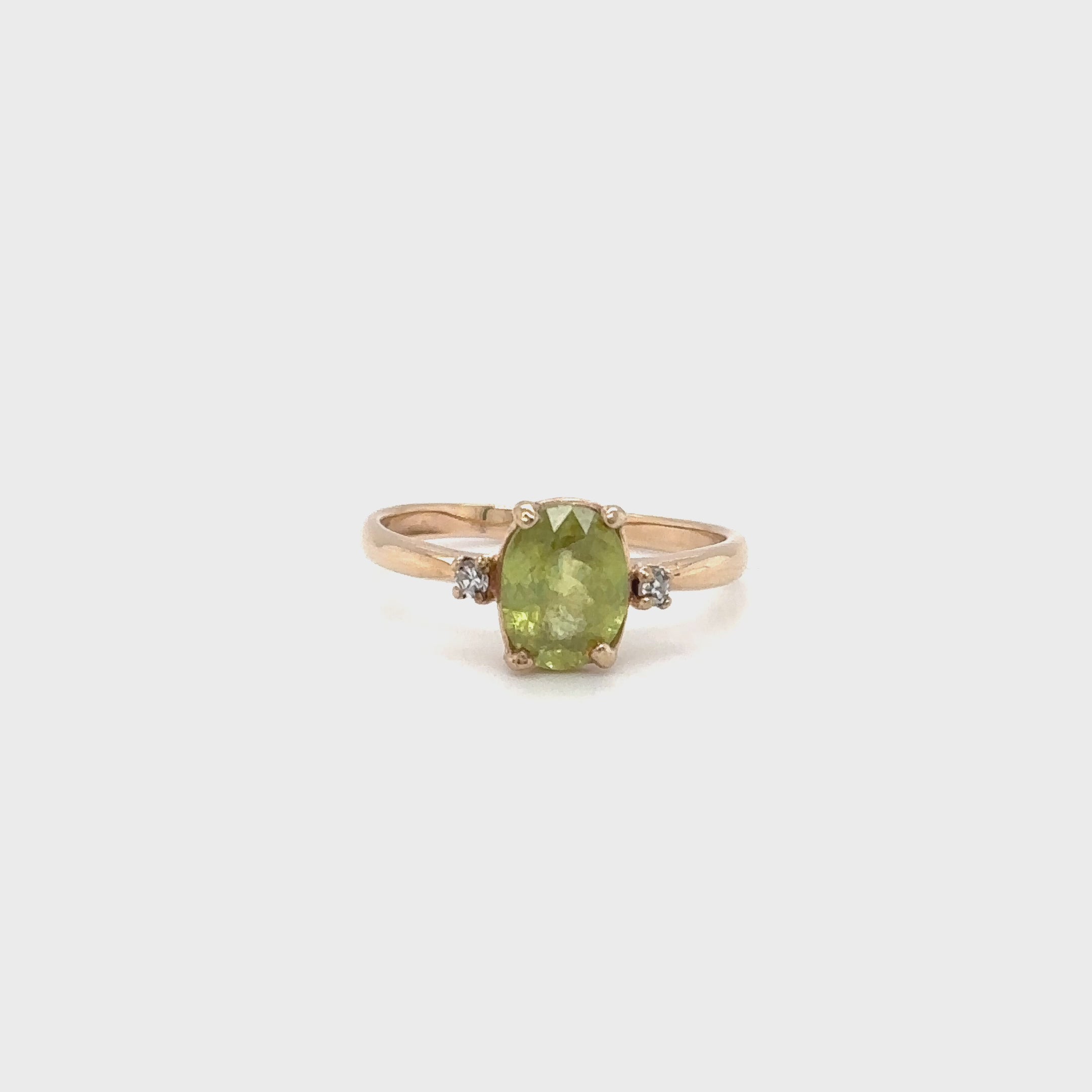 Natural Sphene & Diamond Ring 14K Solid Gold Ring 1.50tcw Gemstone Ring Titanite Ring Solitaire Ring Yellow Ring Green Ring Womens Ring Jewelry