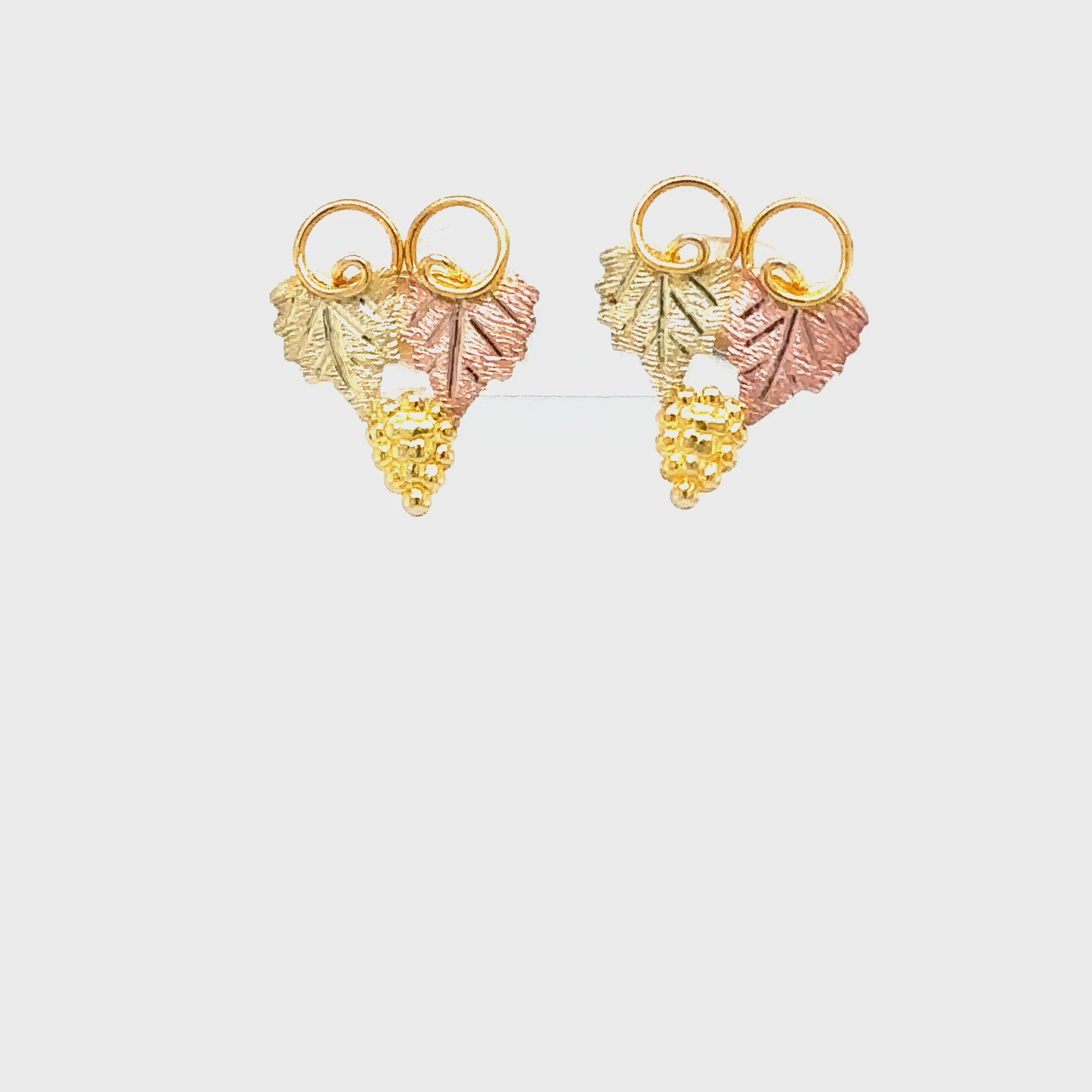 Black Hills Gold Earrings 10K Gold Earrings Vintage Earrings Tri-Color Earrings South Dakota Earrings American Earrings Stud Estate Earrings