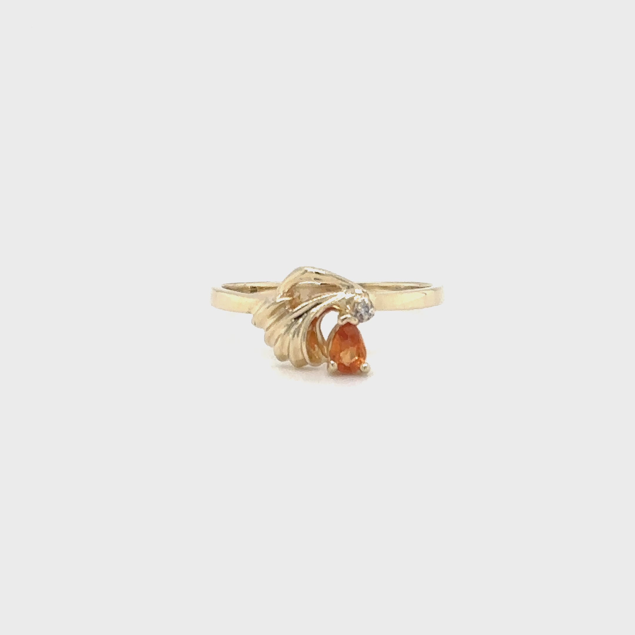Natural Padparadscha Sapphire & Diamond Ring 10K Gold .24tcw Promise Ring Ladies Statement Orange Gemstone Ring September Birthstone