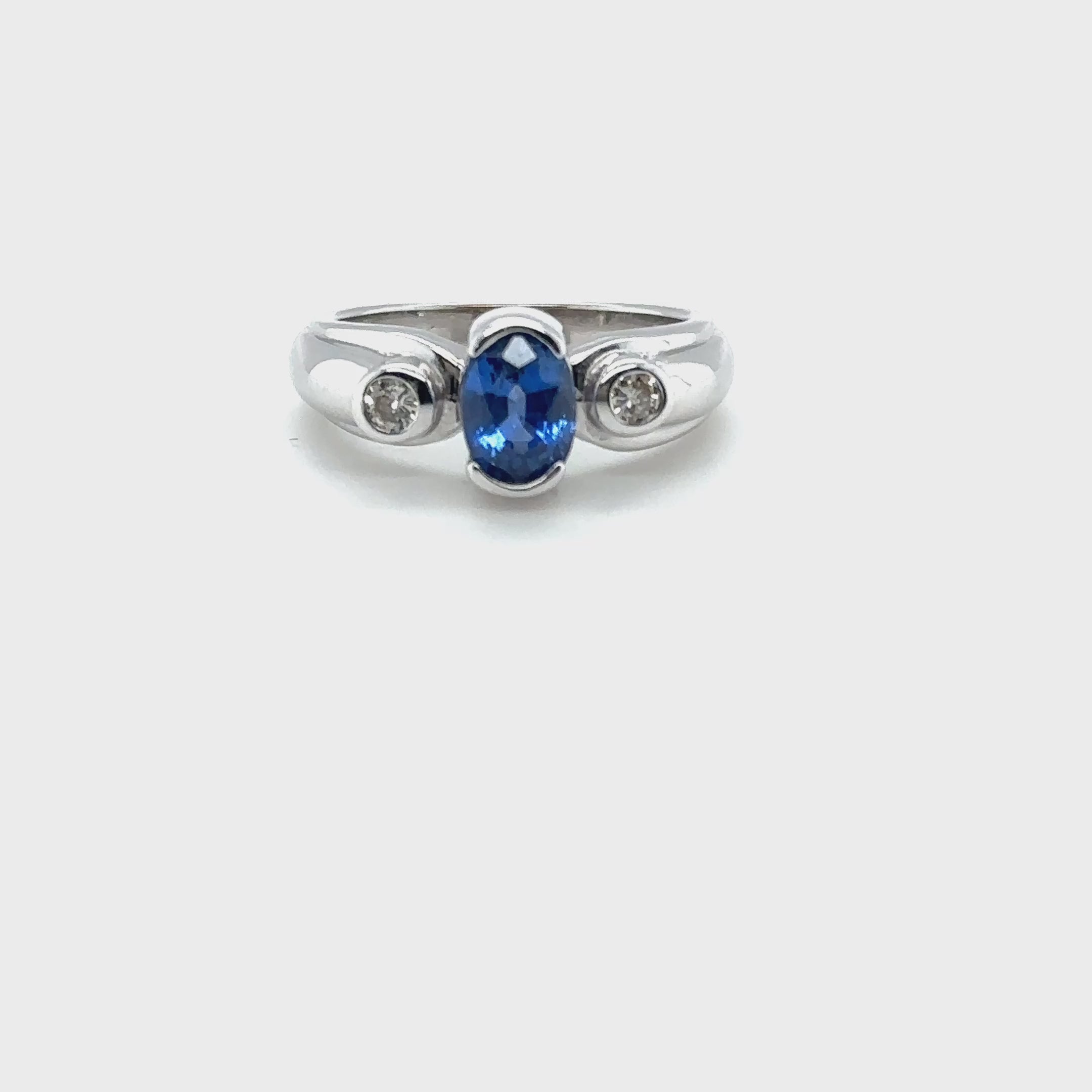 LeVian Natural Ceylon Sapphire & Diamond Ring 14K White Gold 1.44tcw Blue Ring Engagement Ring Bridal Jewelry Statement Ring September Birthstone