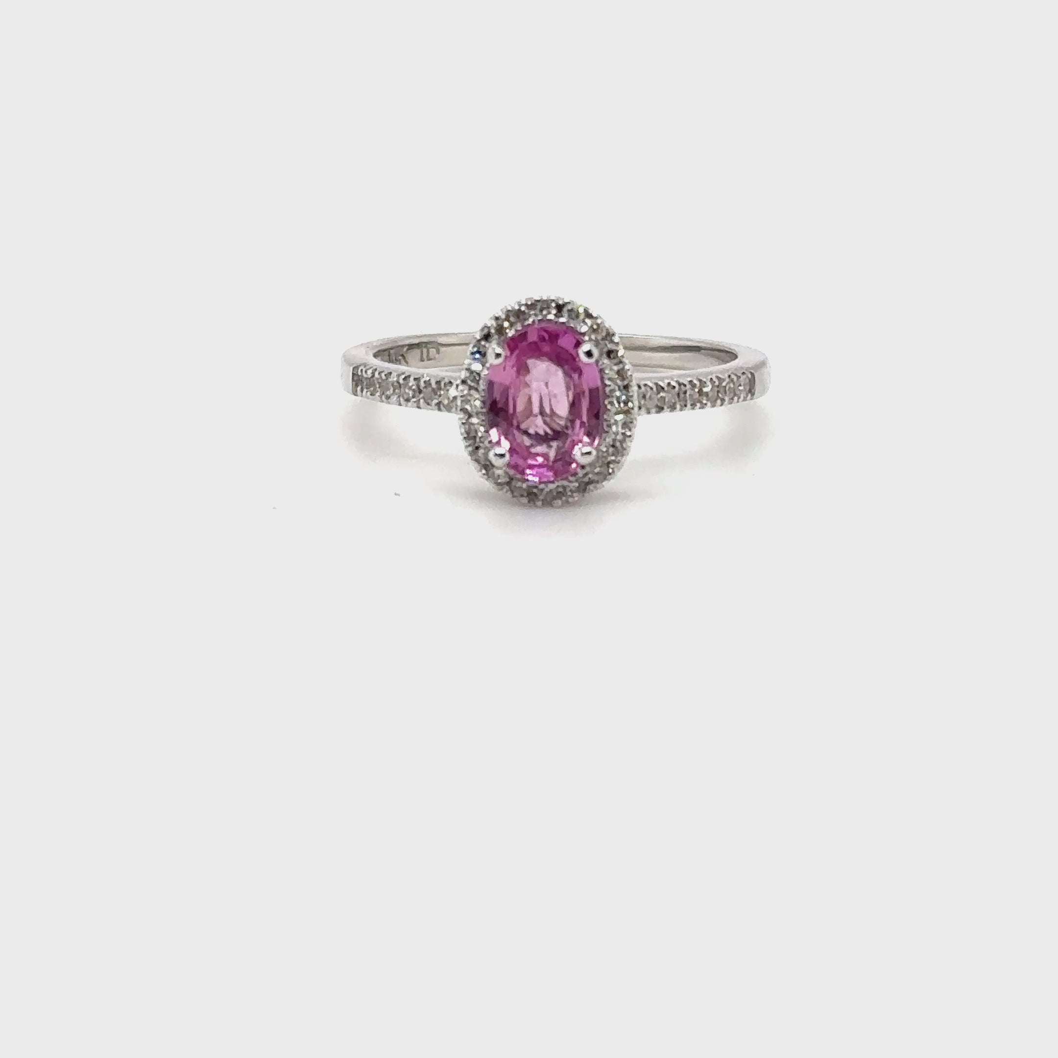 Natural Padparadscha Sapphire & Diamond Ring 14K White Gold 1.04tcw Pink Gemstone Ring Engagement Ring Birthstone Ring Statement Ring