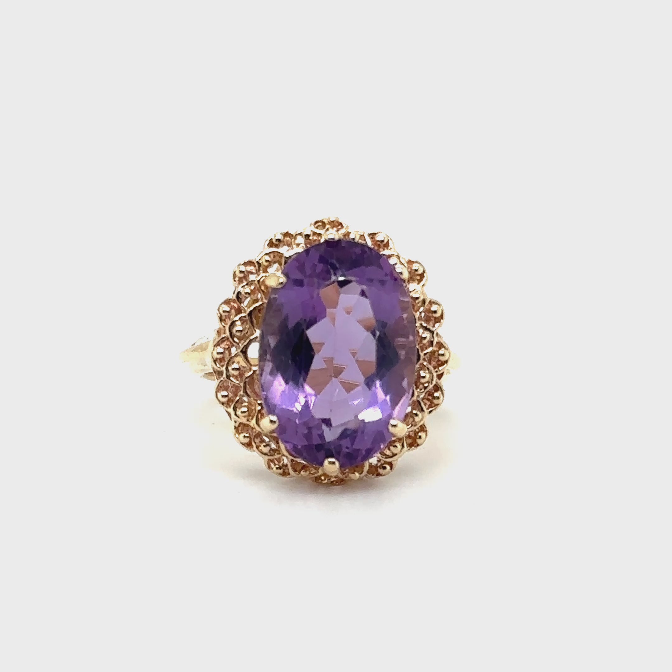 Natural Amethyst Ring 18K Solid Gold Ring 9.28ct Gemstone Ring Estate Statement Ring Cocktail Ring Purple Gemstone February Birthstone Ring