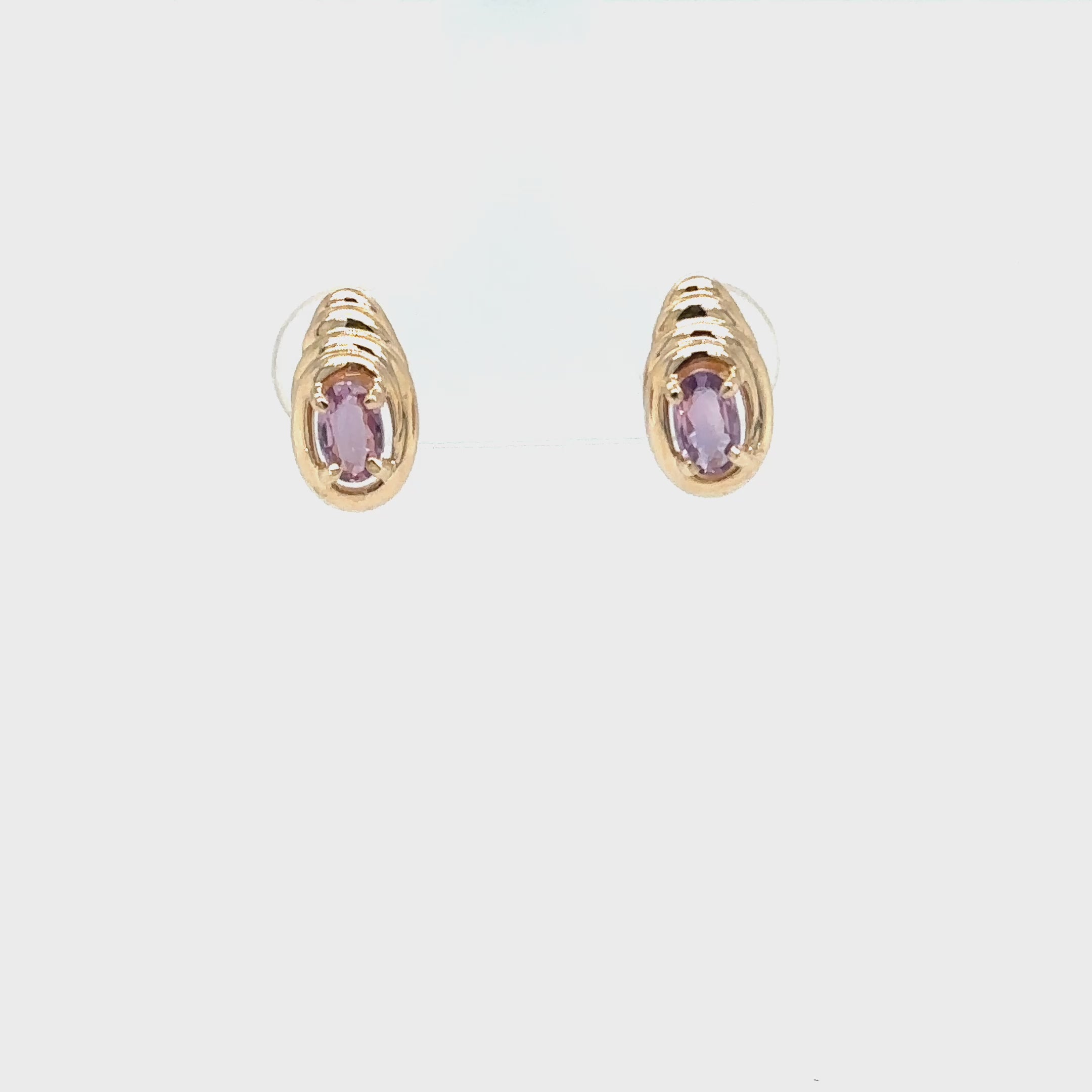 Natural Padparadscha Sapphire Earrings 14K Gold .46tcw Stud Earrings Pink Sapphire Earrings September Birthstone Earrings Solitaire Ceylon