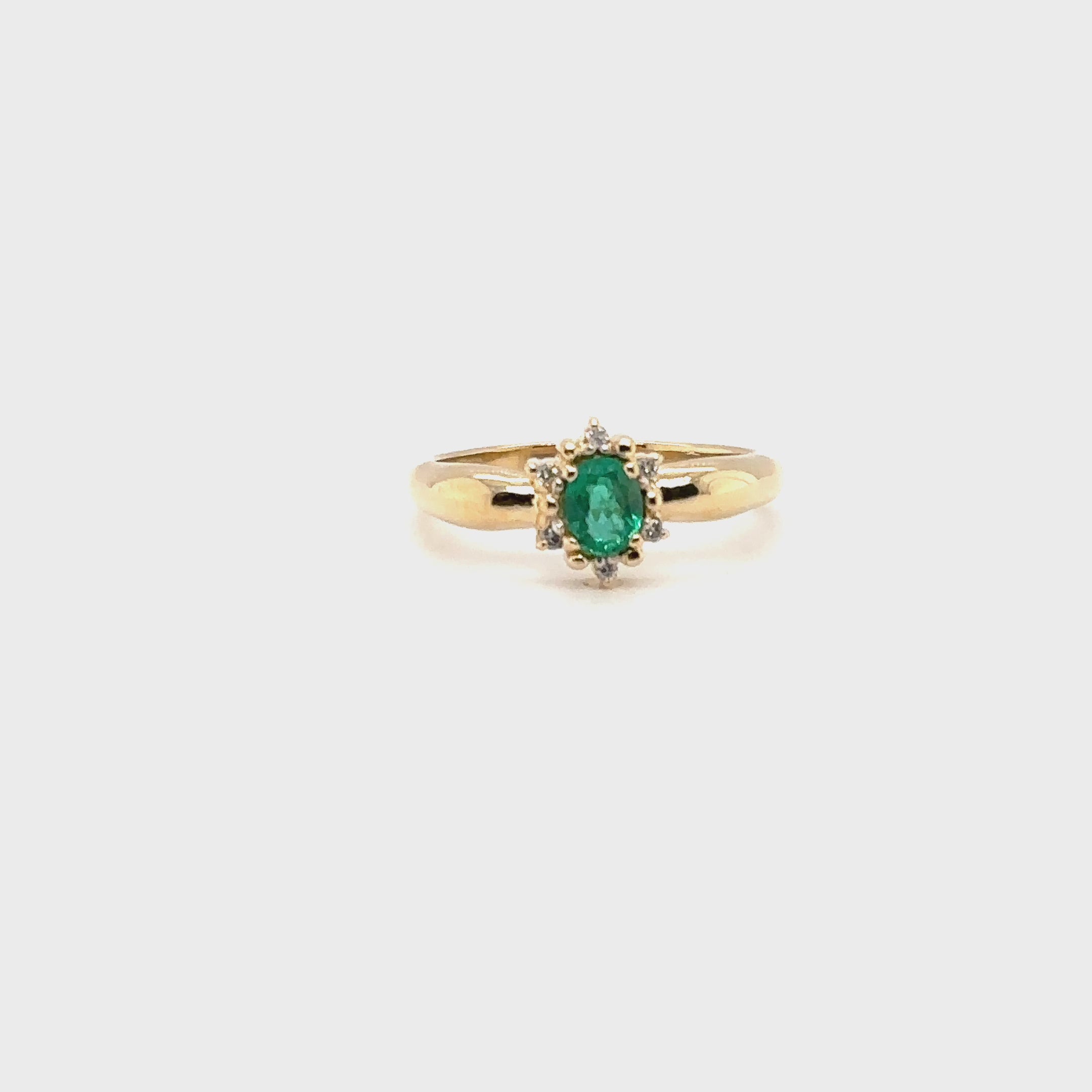 Natural Colombian Emerald & Diamond Ring 18K Solid Gold .34tcw Cluster Ring Statement Ring Vintage Ring Emerald Ring May Birthstone Ring