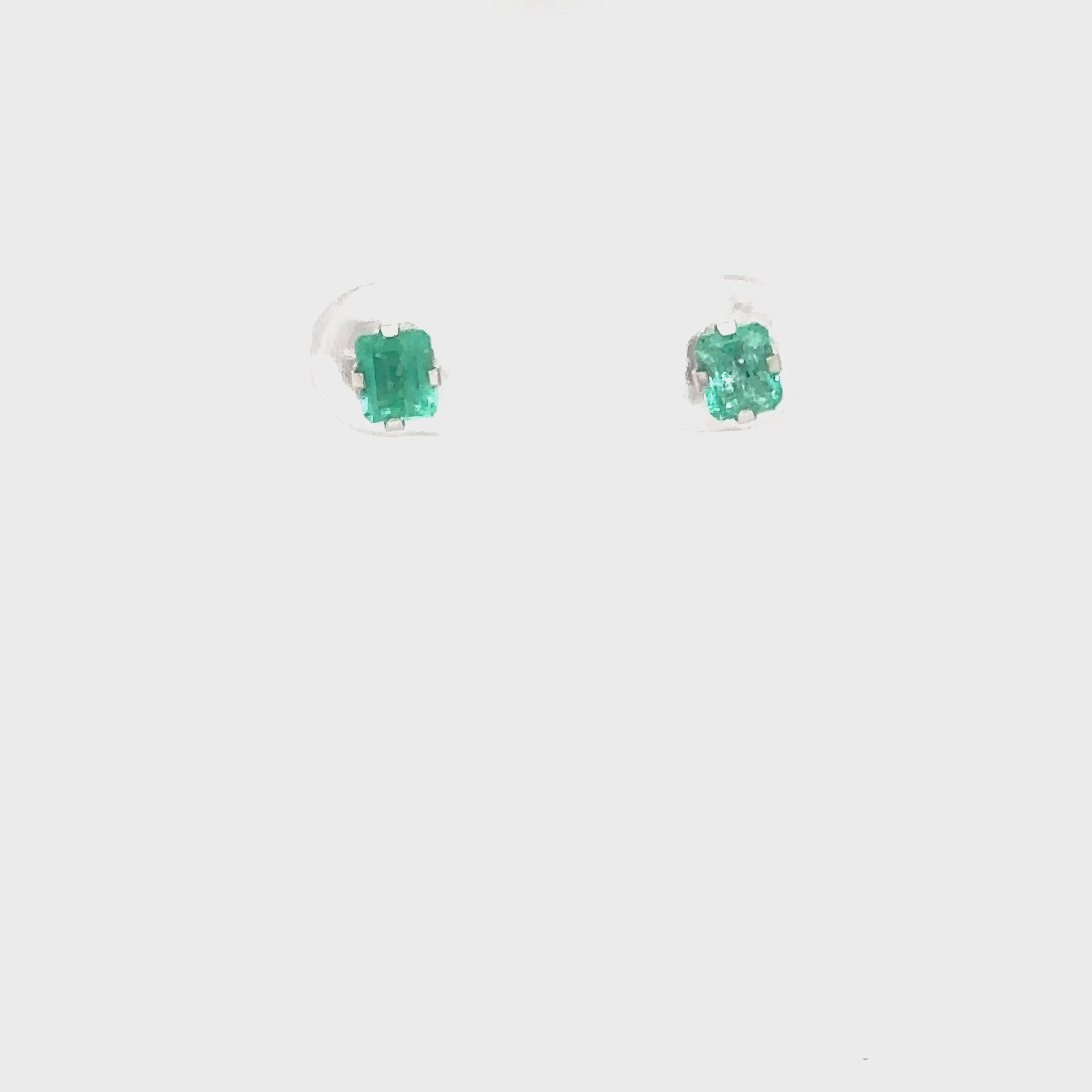 Natural Colombian Emerald Earrings 14K White Gold .64tcw Stud Earrings May Birthstone Earrings Statement Earrings Green Gemstone Earrings