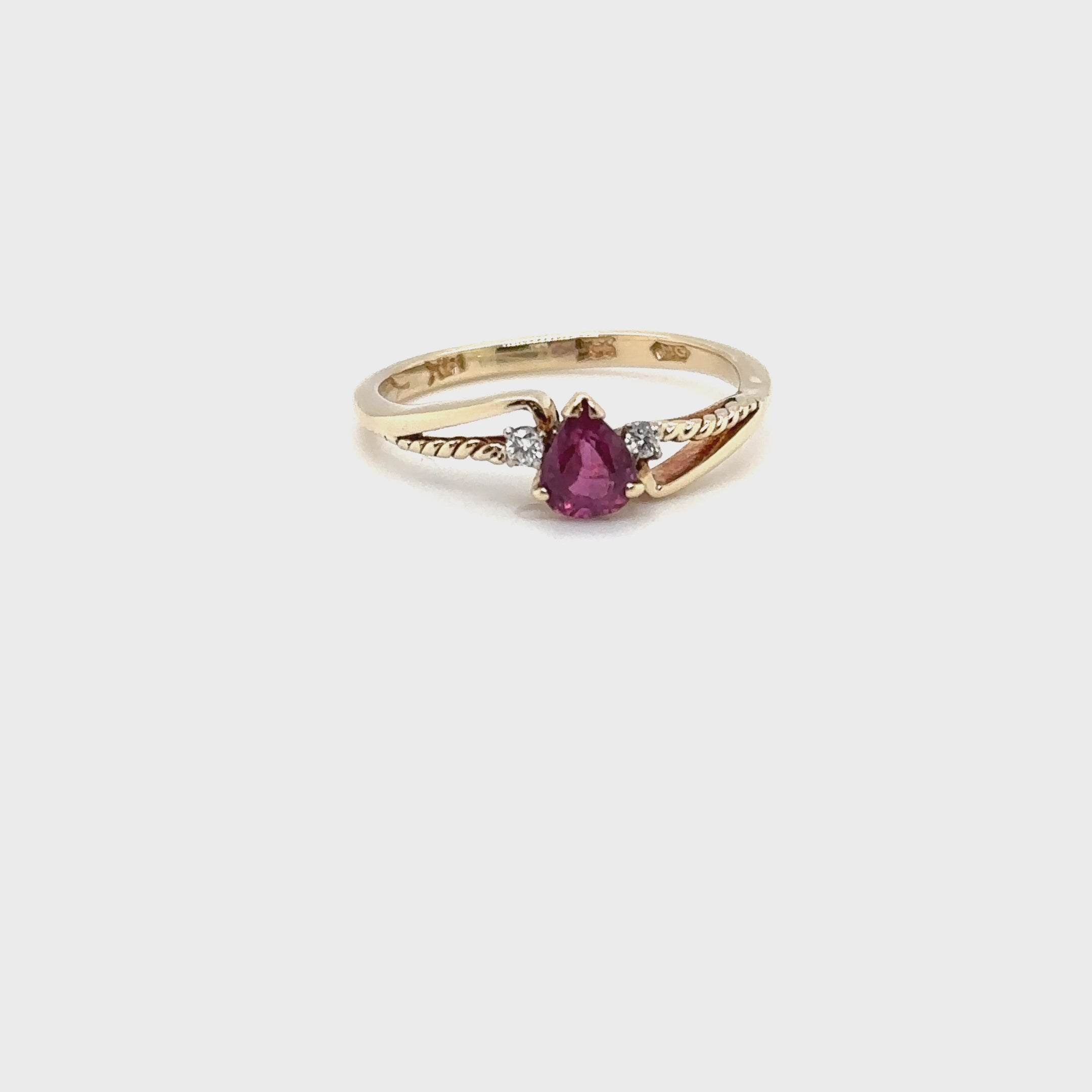 Natural Ruby & Diamond Ring 14K Solid Gold .46tcw Bridal Wedding Engagement Birthstone Statement Cocktail Estate Vintage Jewelry Jewellery