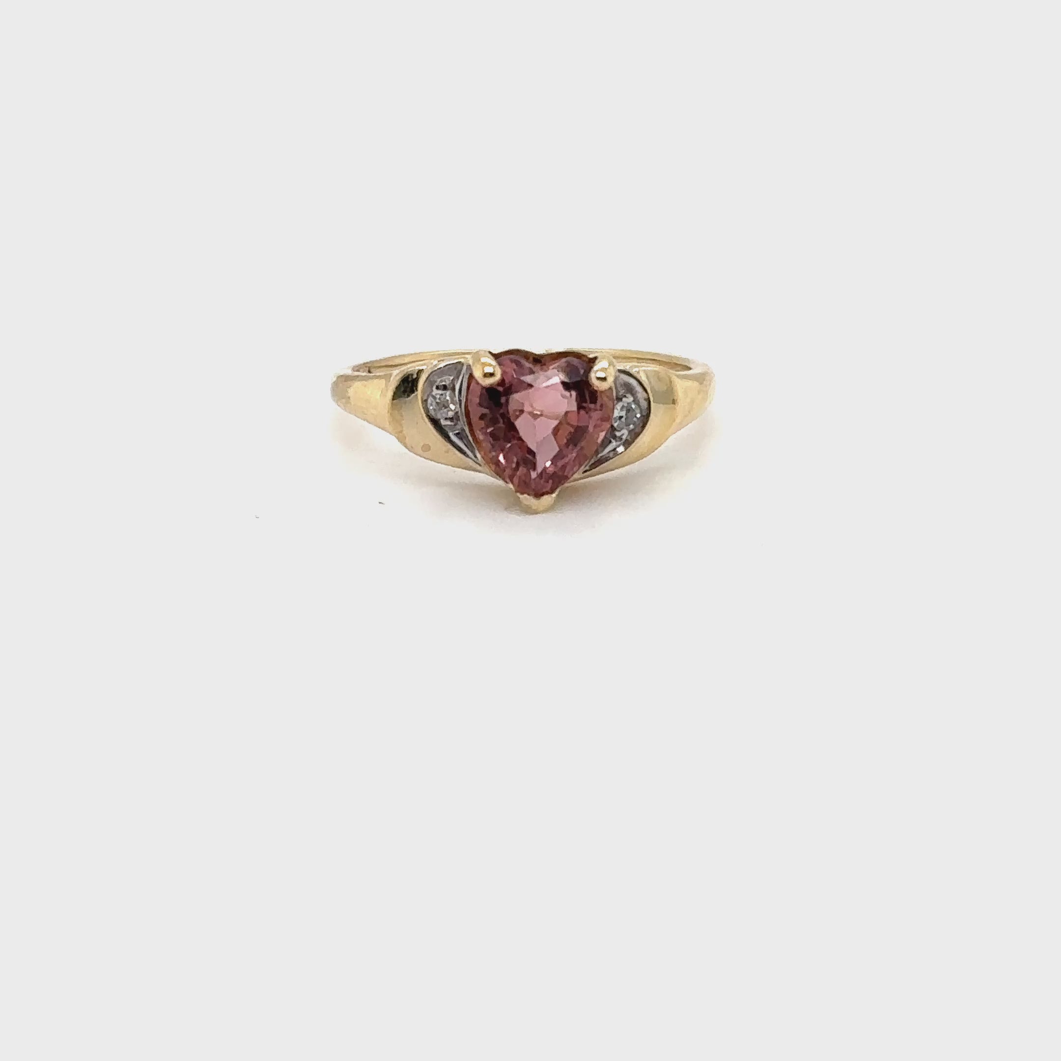 Natural Padparadscha Sapphire & Diamond Ring 14K Gold .88tcw Heart Gemstone Pink Ring September Birthstone Promise Ring Anniversary Ring