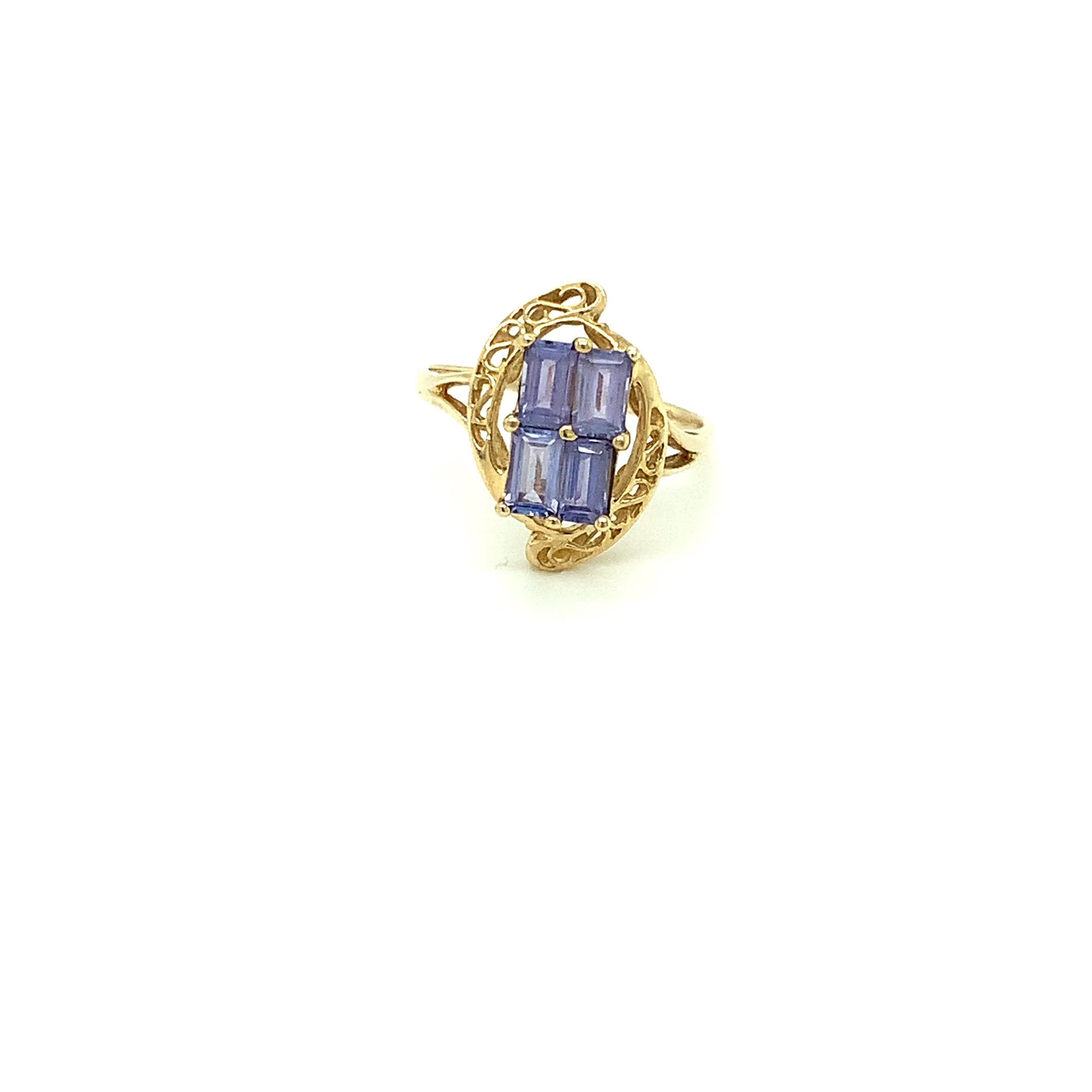 Natural Tanzanite Ring 10K Solid Gold 1.44tcw Cluster Ring Gemstone Ring Vintage Ring Statement Ring Ladies Ring Women's Ring Estate Jewellery
