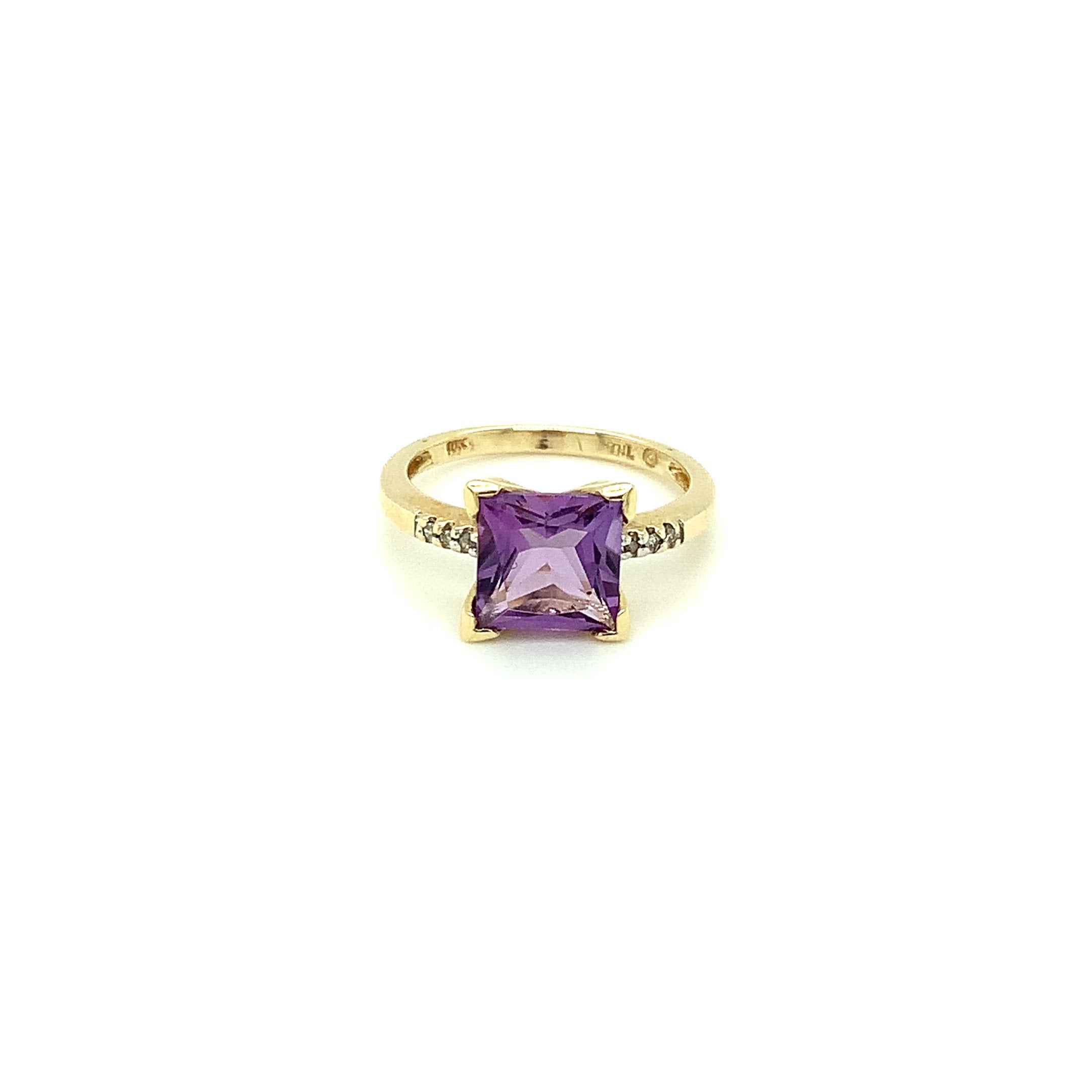 Natural Amethyst & Diamond Ring 10K Solid Gold 2.06tcw Gemstone Ring Birthstone Ring Vintage Ring Purple Ring Estate Ring Jewellery Jewelry