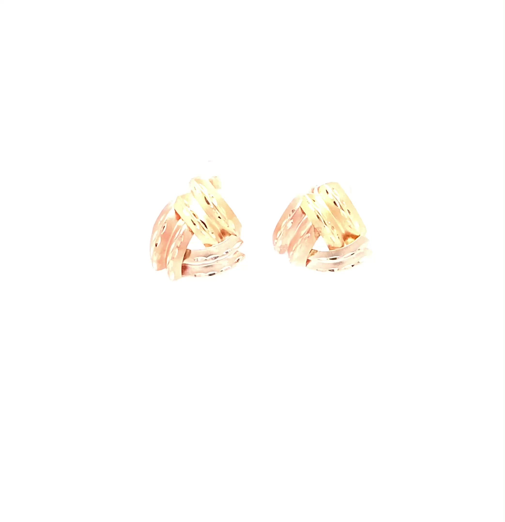 14K Solid Tri-Color Gold Earrings Stud Earrings Vintage Earrings Estate Earrings Statement Earrings Solid Gold Jewelry Vintage Jewellery