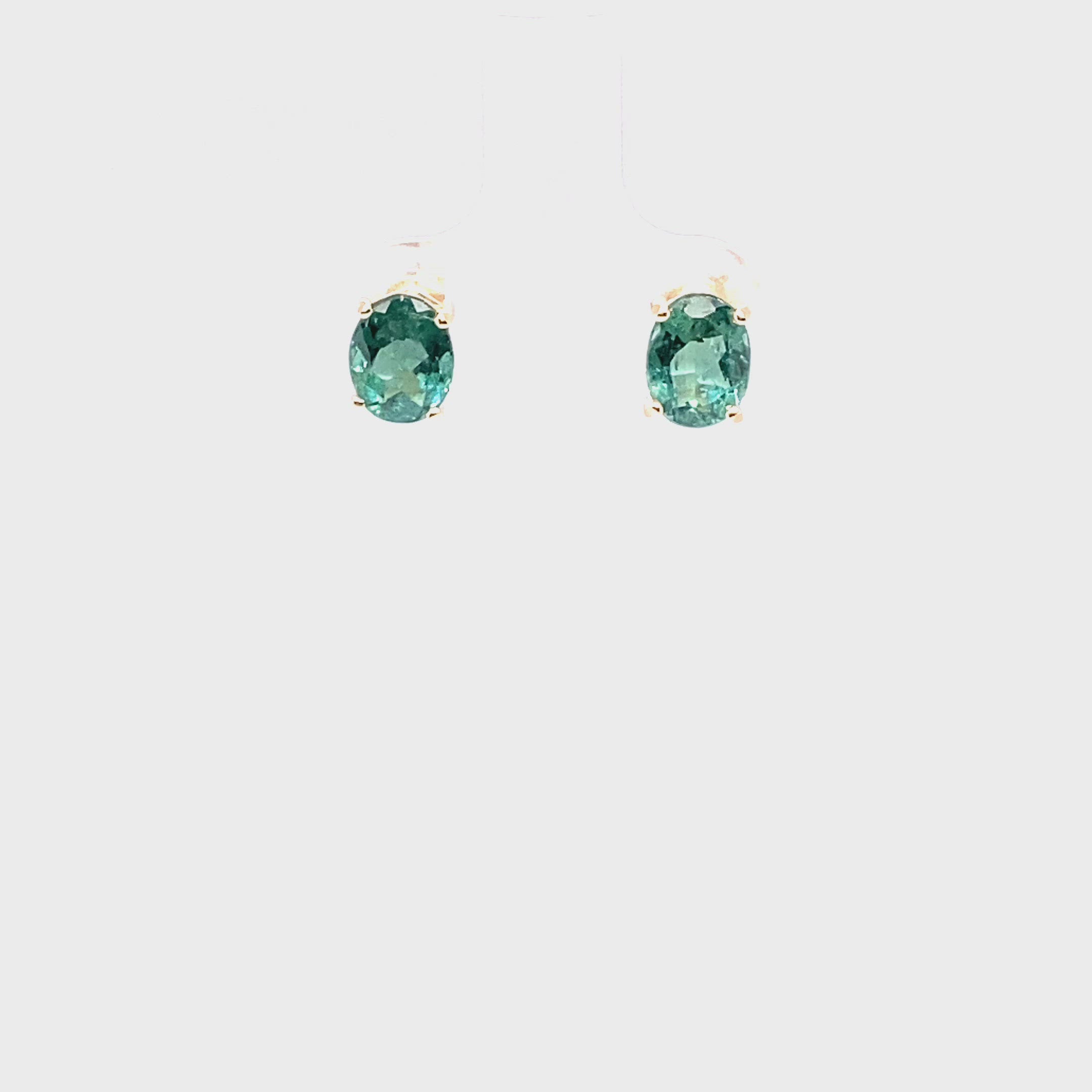 Natural Paraiba Tourmaline Earrings 10K Solid Gold 2.36tcw Gemstone Earrings Solitaire Earrings Stud Earrings Birthstone Statement Earrings