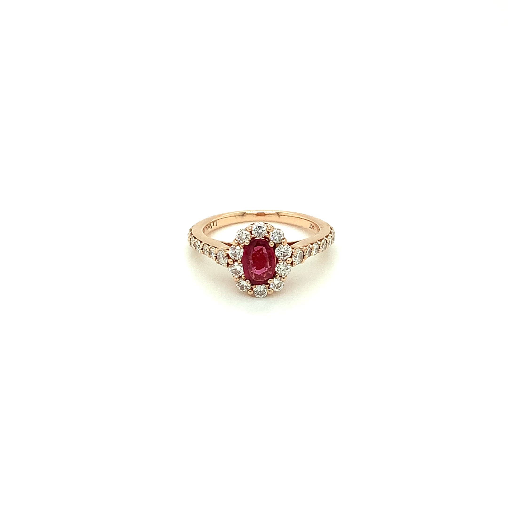 LeVian Natural Ruby & Diamond Ring 14K Rose Gold 1.06tcw Ruby Ring Engagement Ring July Birthstone Ring Diamond Halo Ring LeVian Bridal Ring