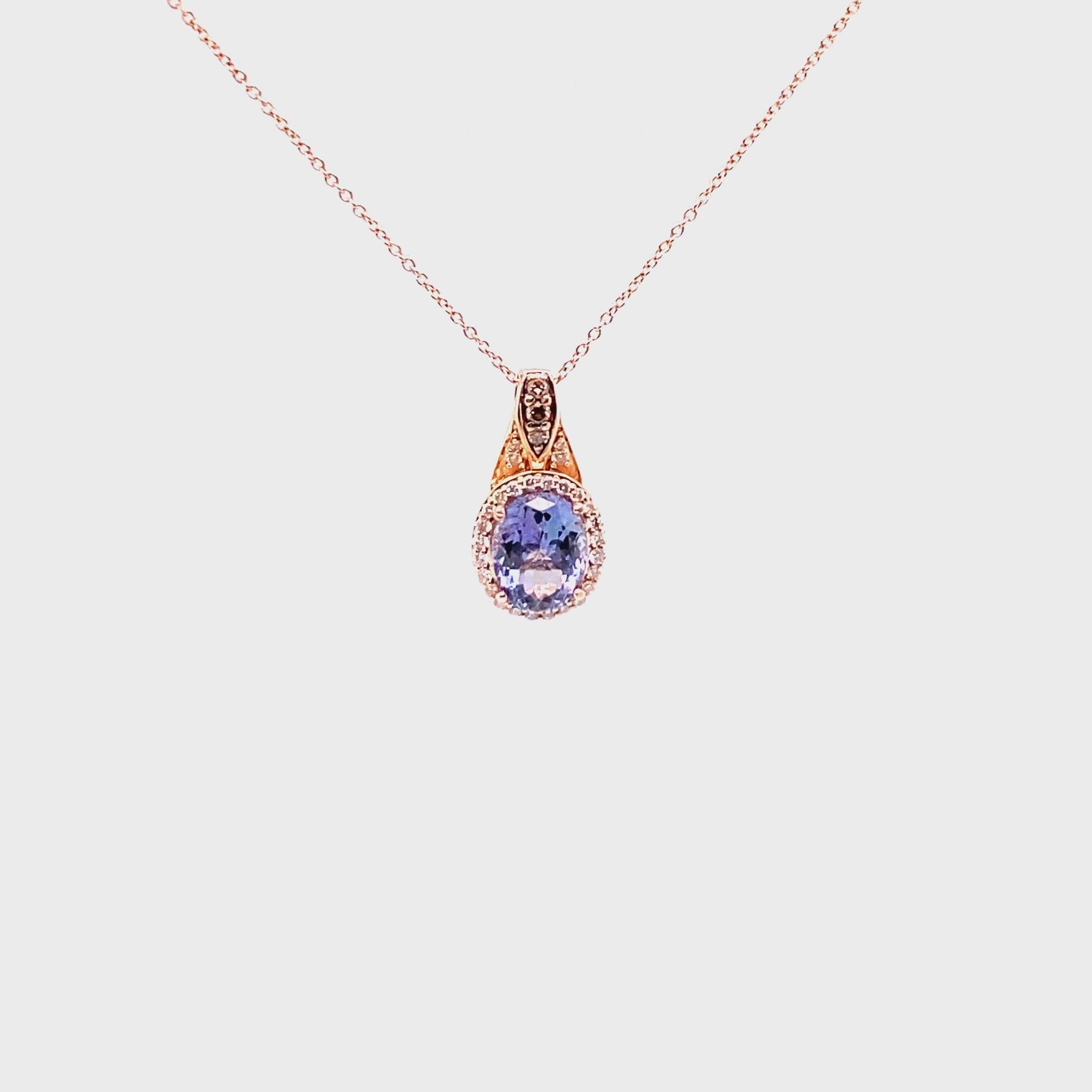 LeVian Certified Natural Tanzanite & Chocolate Diamond Necklace 14K Solid Rose Gold 3.18tcw LeVian Necklace Tanzanite Necklace Fine Designer