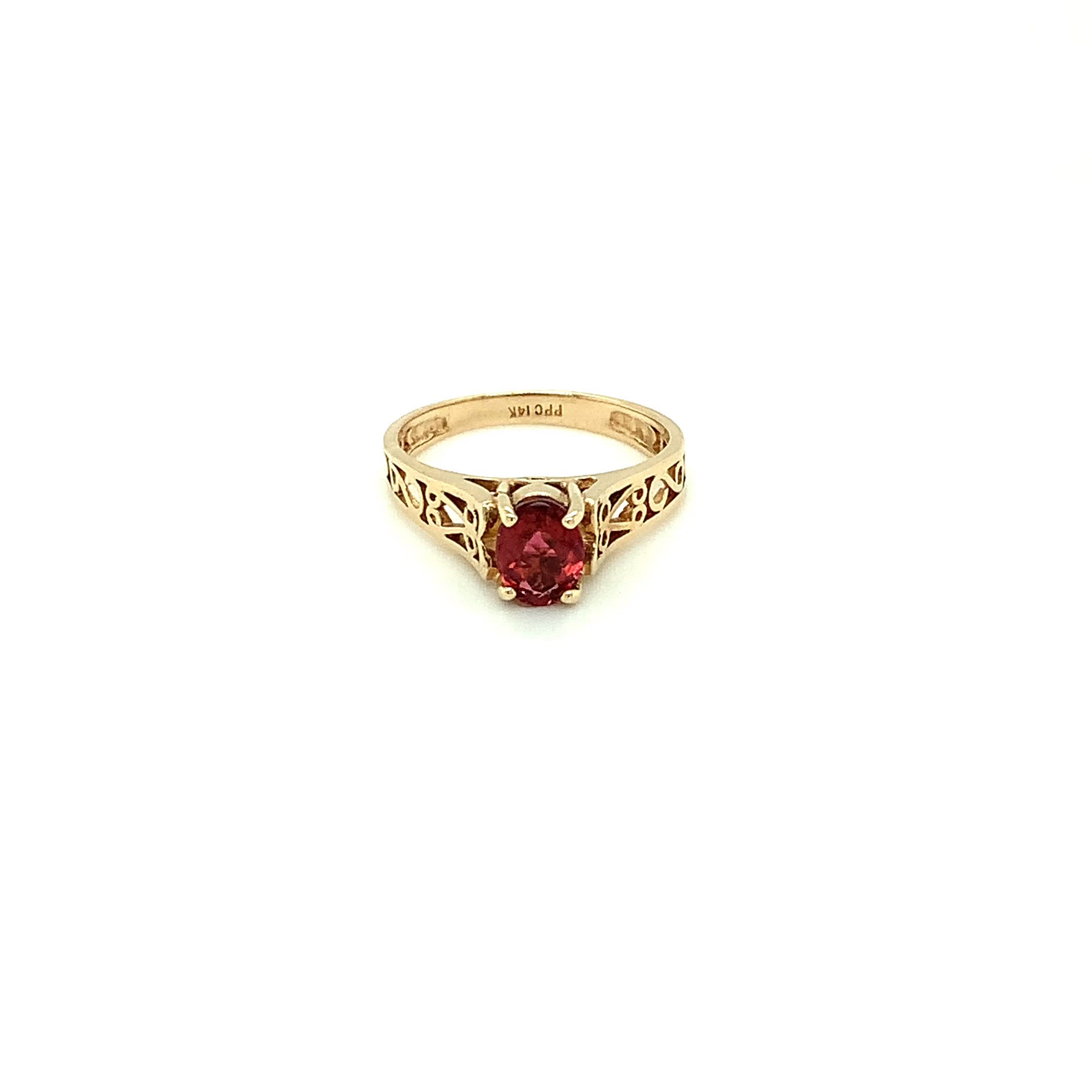 Natural Rubellite Ring 14K Solid Gold 1ct Pink Tourmaline Ring Antique Ring Vintage Ring Solitaire Ring Women's Ring Birthstone Ring Jewelry