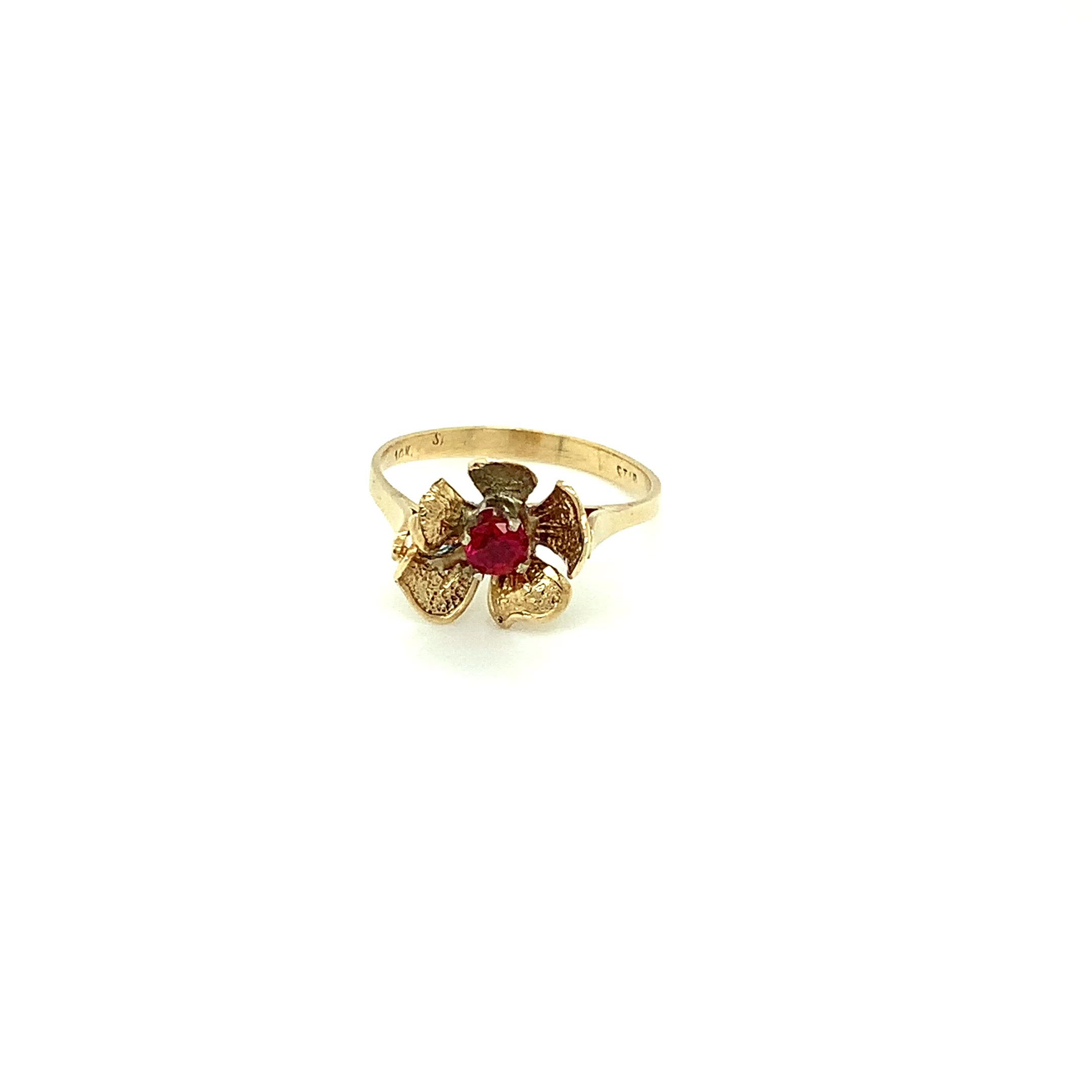 Natural Ruby Ring 14K Solid Gold .26ct Solitaire Ring Flower Ring July Birthstone Ring Floral Ring Red Ring Ladies Ring Women's Ring Vintage